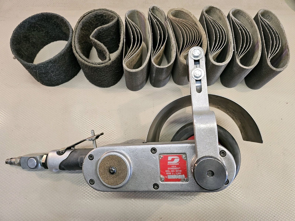 Dynabrade Dynisher 50730 Pneumatic Air Operated Finishing Tool + LOTS OF SANDPAP