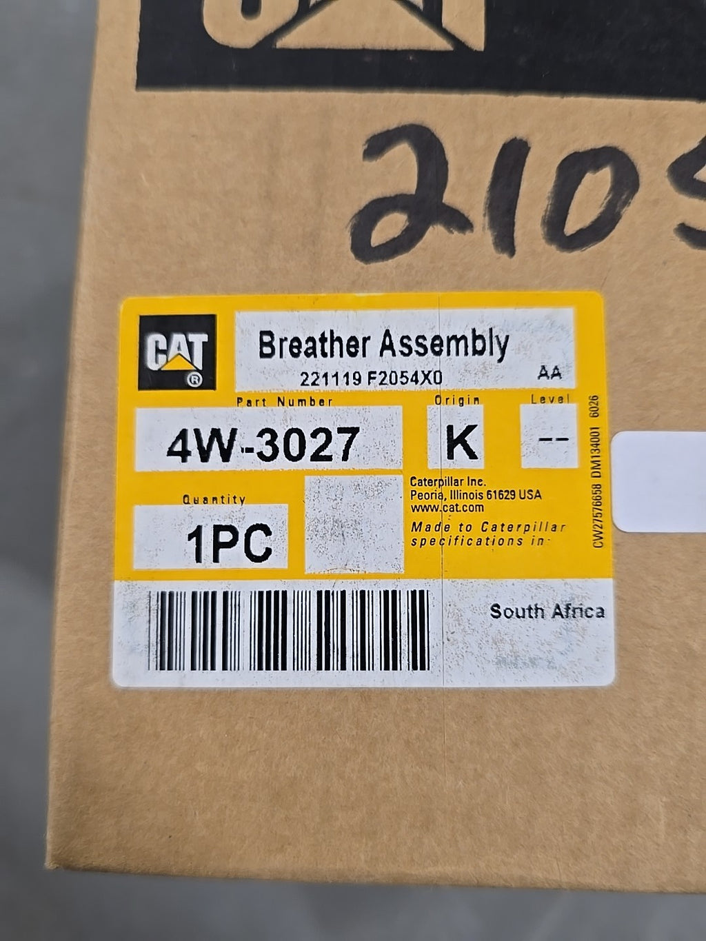 Genuine OEM CAT 4W-3027 Engine Crankcase Breather