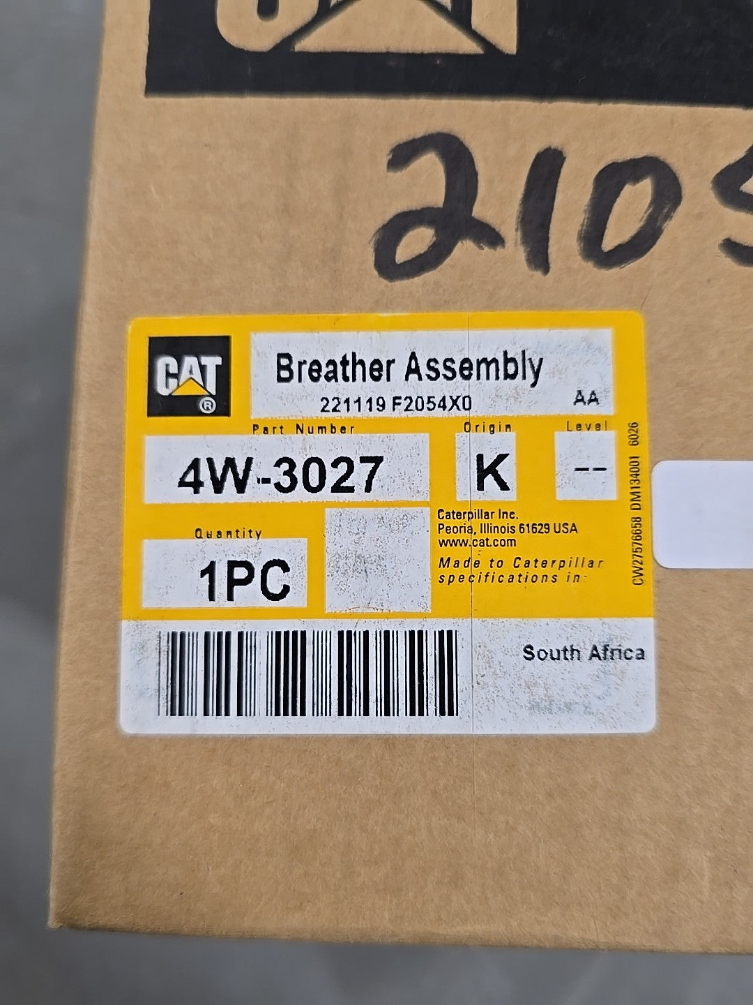 Genuine OEM CAT 4W-3027 Engine Crankcase Breather