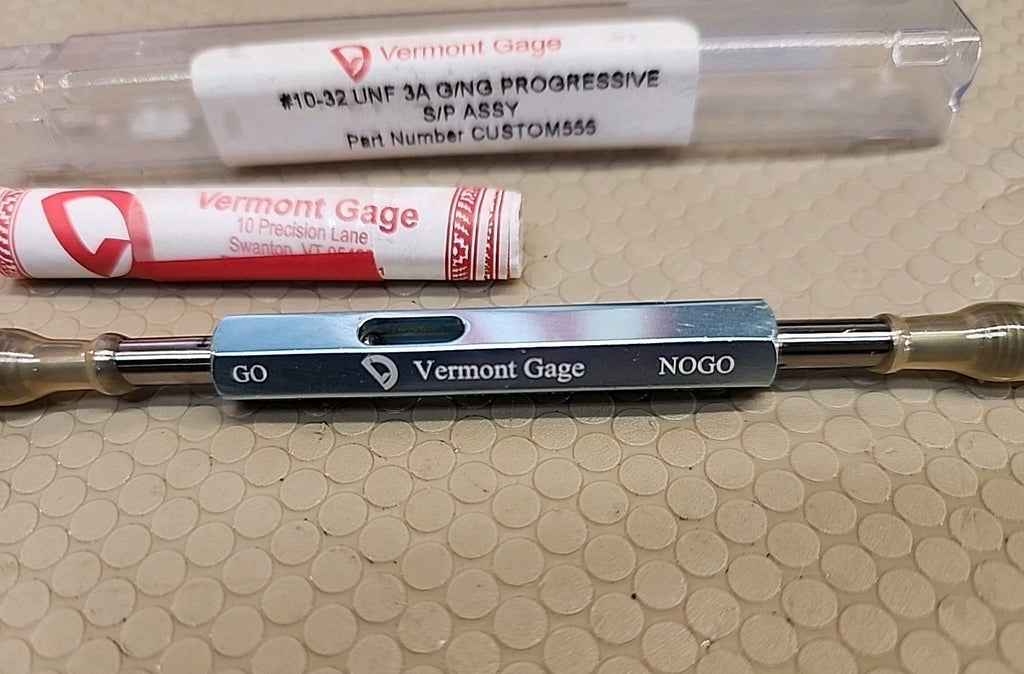 #10-32 UNF 3A SET VERMONT THREAD PLUG GAGE .1697 GO/.1674 NO GO  NICE
