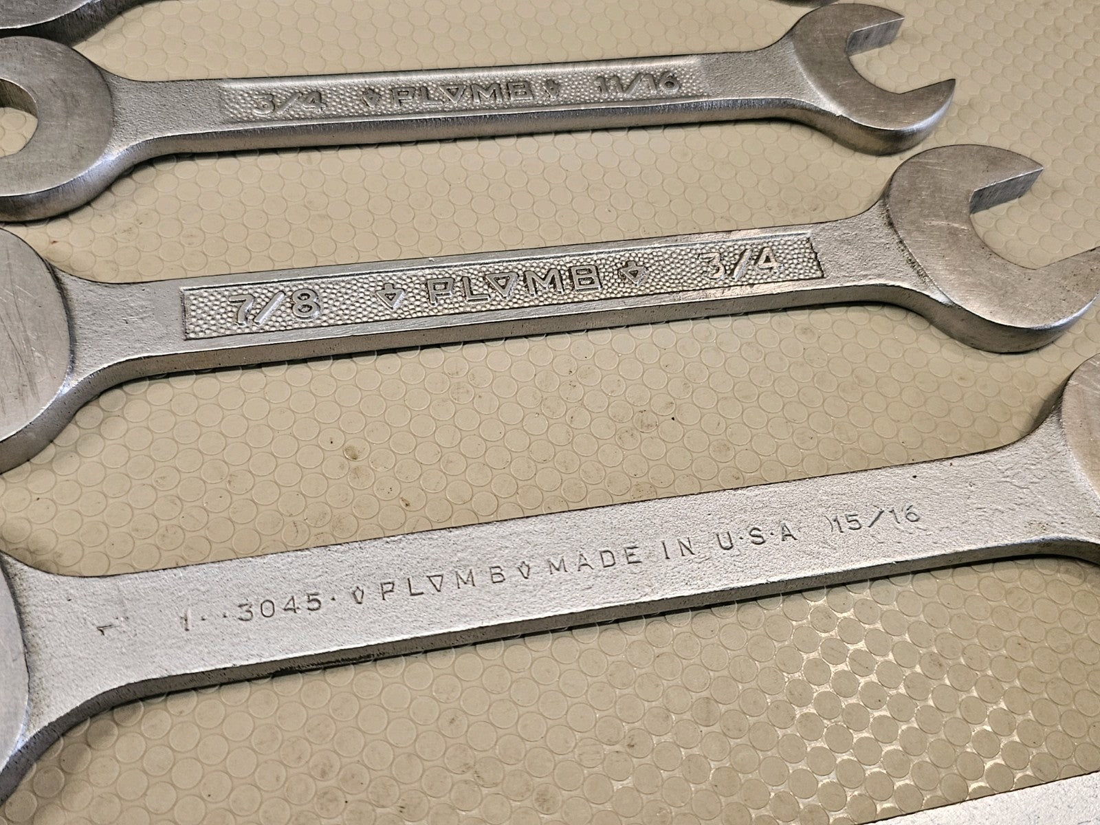 Vintage Plumb Plomb Plvmb Open End Wrench 8pc Set SAE Large 1-1/16" to 7/16