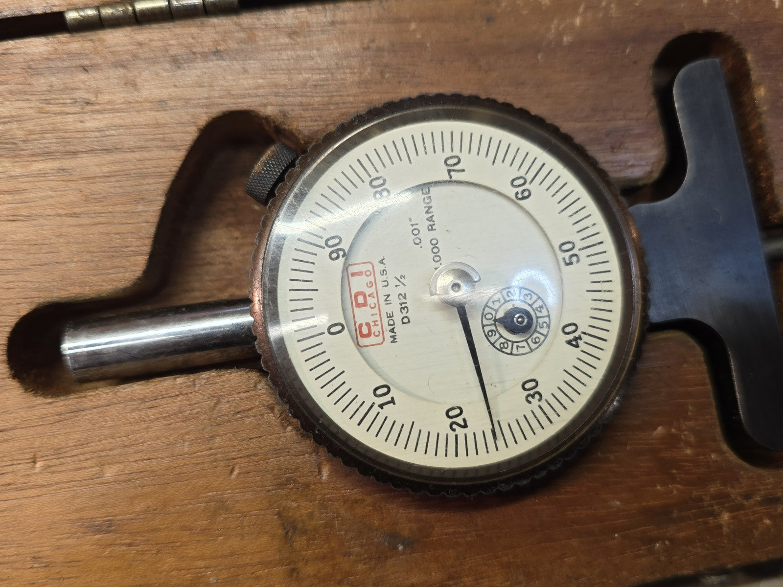 CDI Chicago Dial Indicator Depth Gauge In Wood Box Made in USA