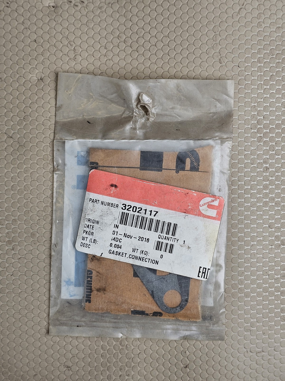 OEM Genuine Cummins 3202117 Connection Gasket N14 K19 QSK19 Turbo Oil Inlet NOS