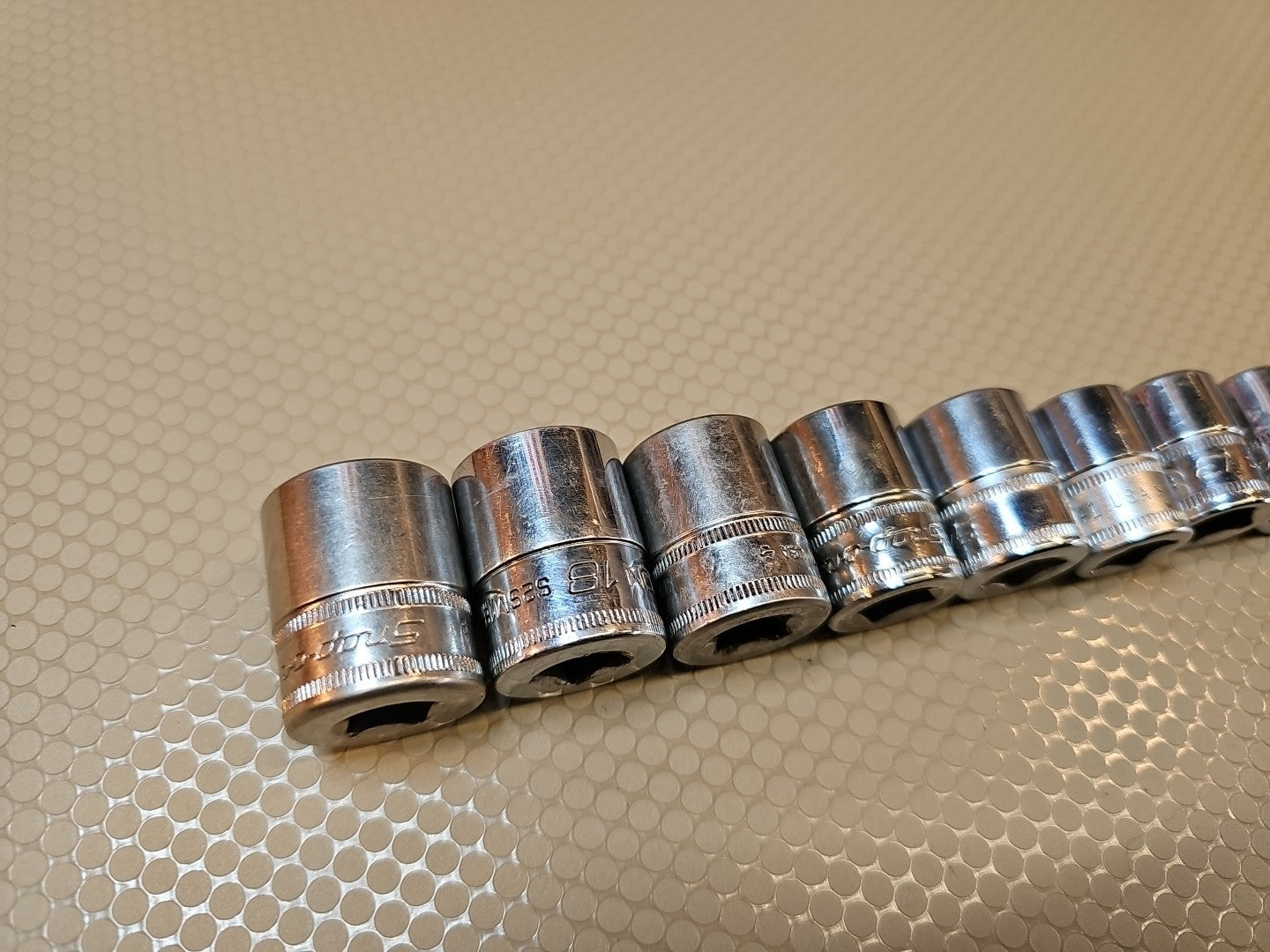 Snap-on FSM 11 pc 3/8" 6-Pt Metric  Shallow Socket Set- 9mm to 19mm USA *READ*