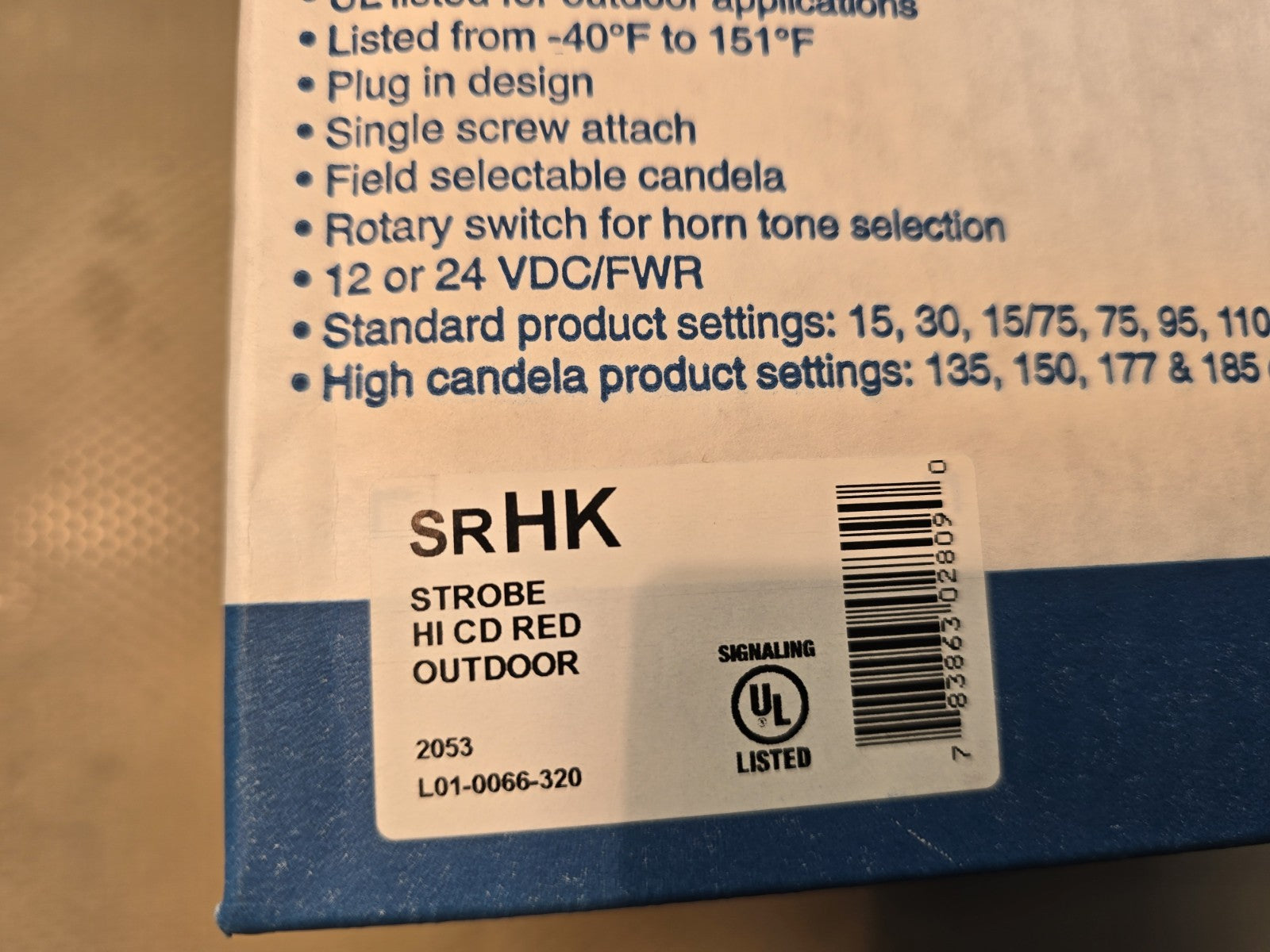 NEW! System Sensor SRHK Strobe, High-candela, Outdoor 