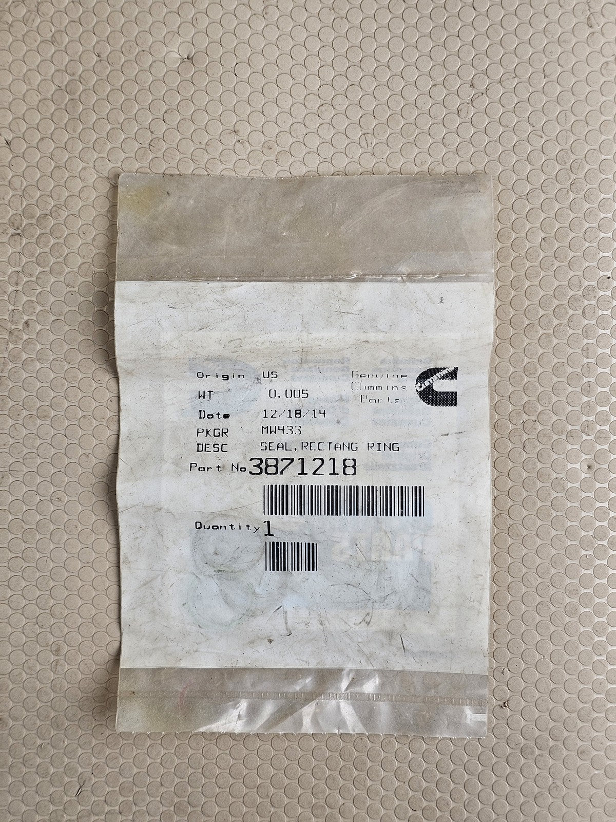 Genuine Cummins 3871218 Rectangular Ring Seal ISX/QSX Engine NOS
