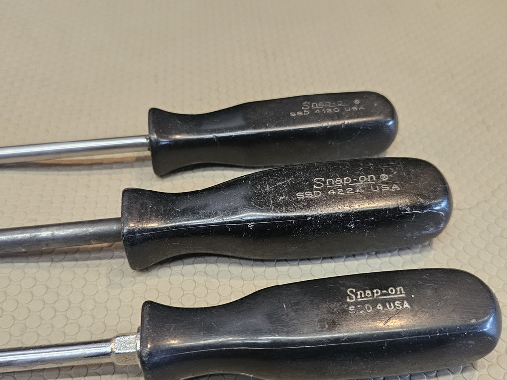 Snap On 6 Piece Long Screwdriver Set Black Hard Handle 20 Inch + Stubby  Flat