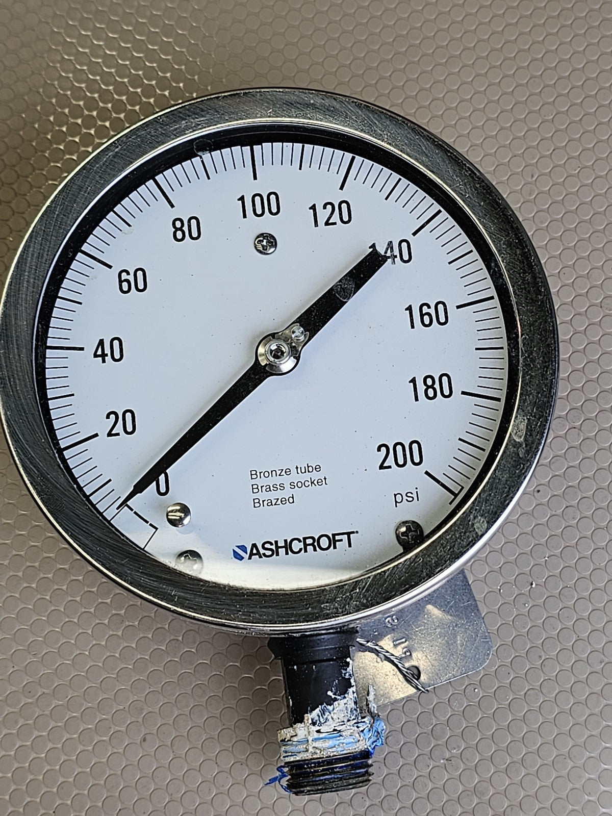 ASHCROFT Industrial Pressure Gauge 0-200 psi Bronze Tube Brass Socket