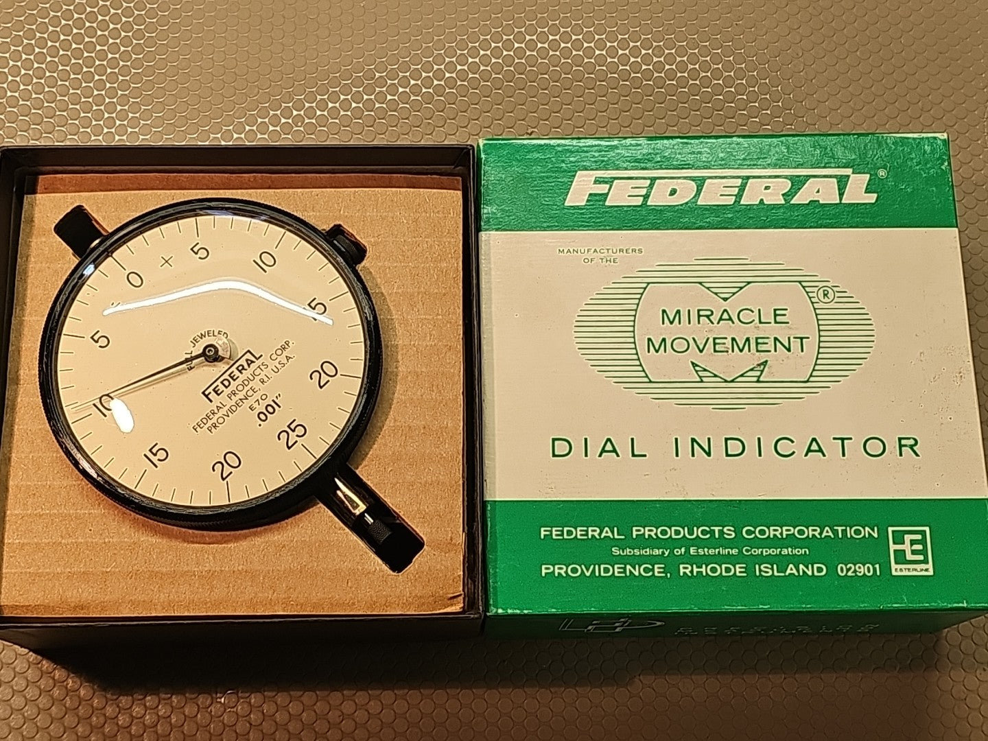 Federal Dial Indicator Model E70, Tolerance .001"  LARGE 3 Inch Dial