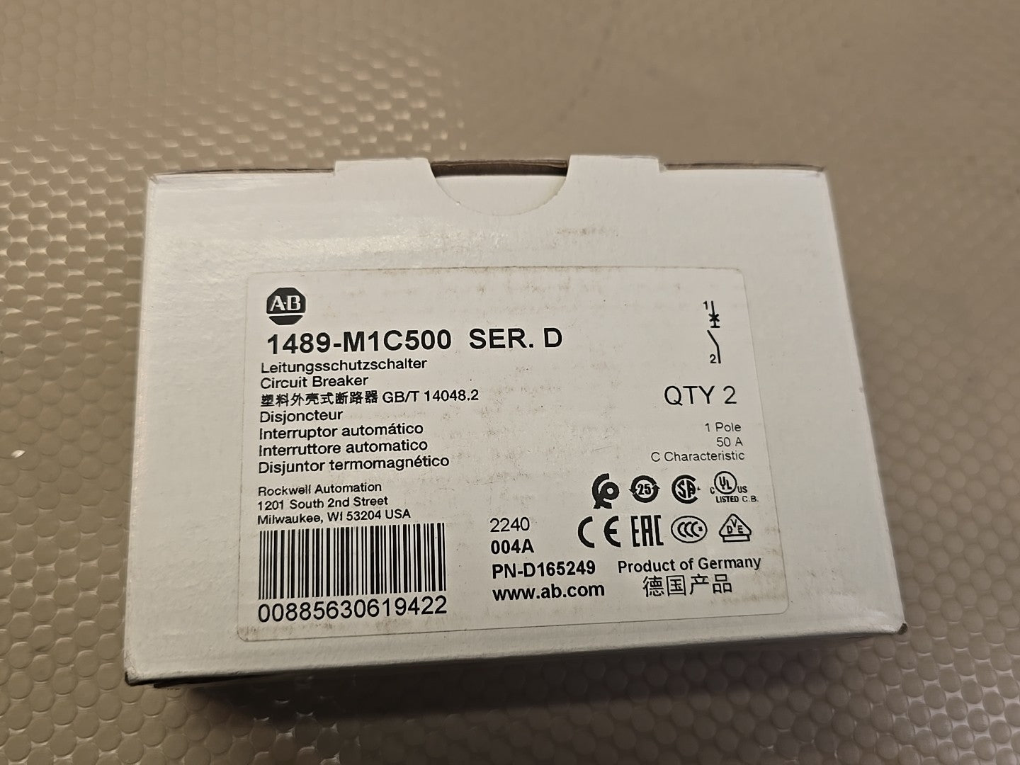 ALLEN BRADLEY 1489-M1C500 SERIES D CIRCUIT BREAKER 50A *Pack Of 2*