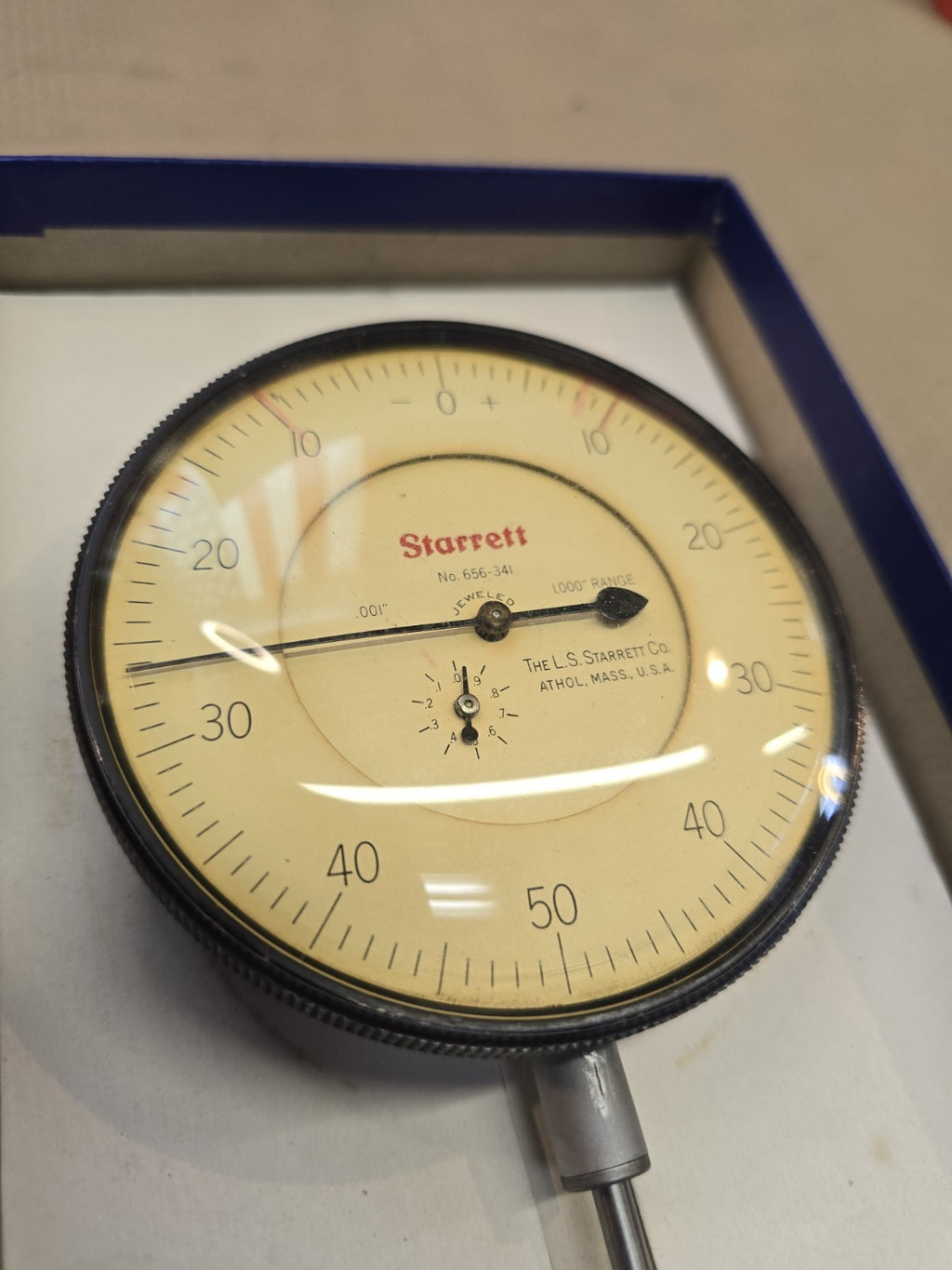 STARRETT #656-341 .001"- 1.000" 0-50-0 DIAL TEST INDICATOR 3.5" DIA. FACE