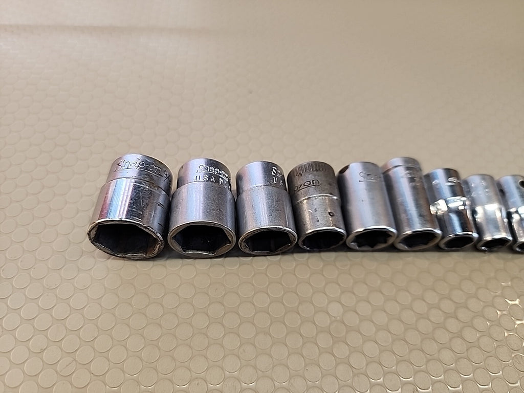 Snap On 1/4" Drive 10 Pc SAE Shallow 6/mixed Point Chrome Socket Set 