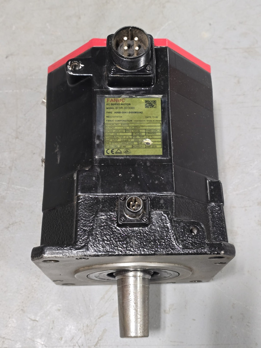 FANUC A06B-0041-B605 S042 AC SERVO MOTOR, 2000 RPM, #617146G 