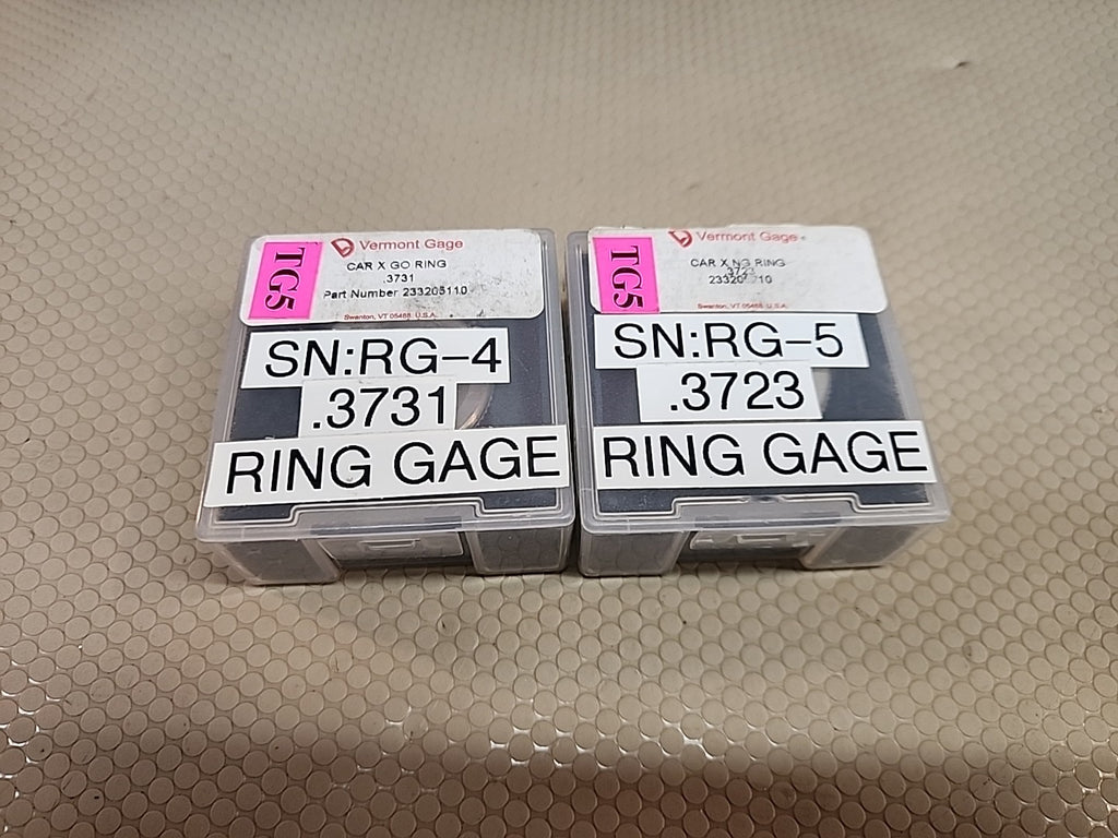 Vermont Gage .3731 GO/.3723 NO-GO SET Ring Gauge Bore Ring Set