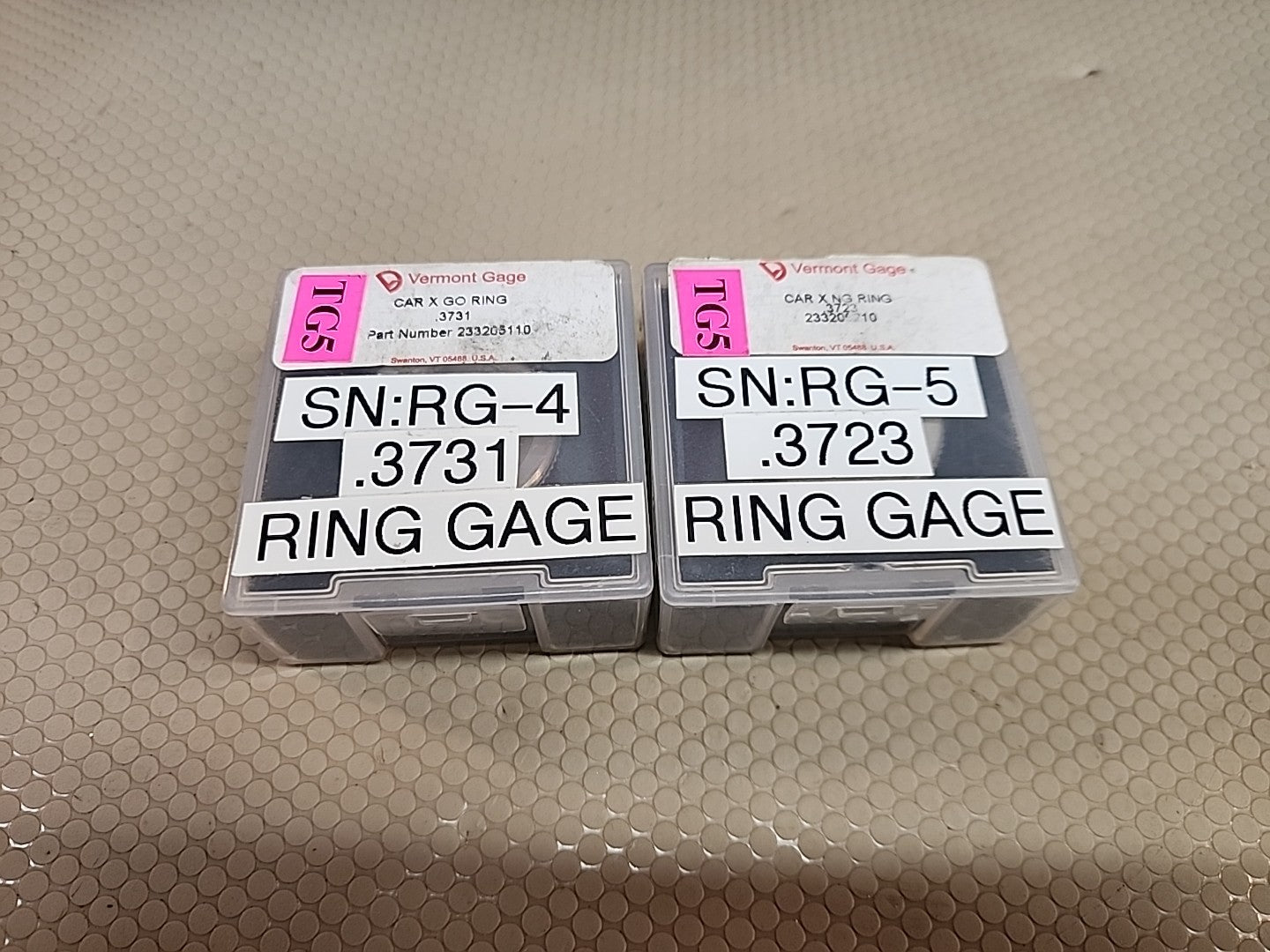 Vermont Gage .3731 GO/.3723 NO-GO SET Ring Gauge Bore Ring Set