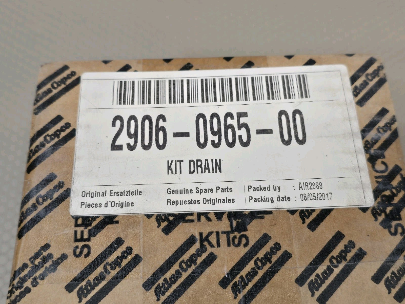GENUINE OEM ATLAS COPCO  2906-0965-00 Kit Drain Compressor Replacement Kit