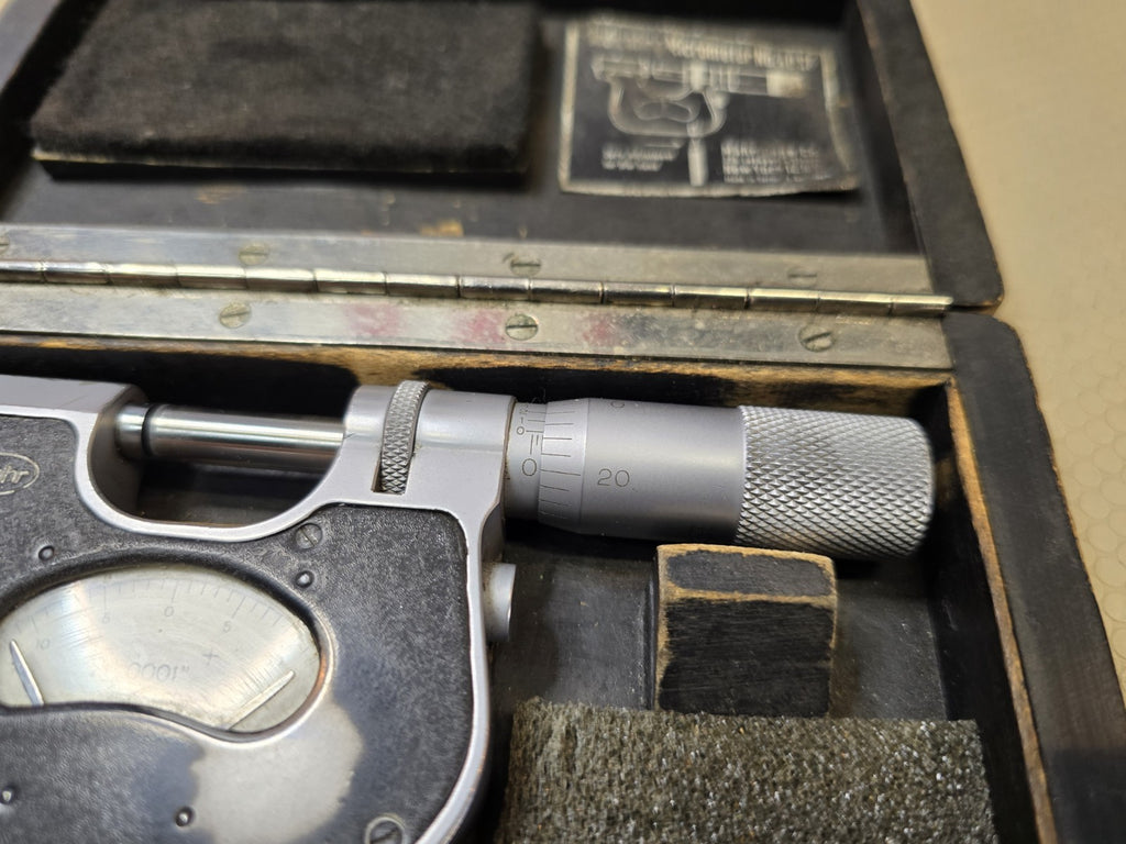 Geo Scherr Co. Carl Mahr Screw Gauge Micrometer, 1/10000" Scale, Made in Germany
