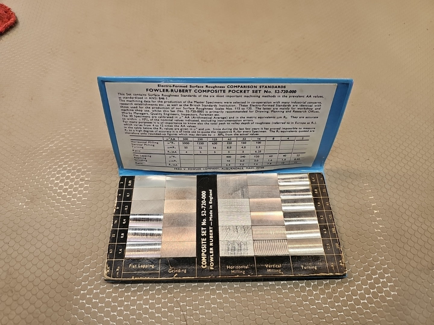 Fowler 52-720-000 Surface Roughness Standards Complete Scale Set Pocket Sized