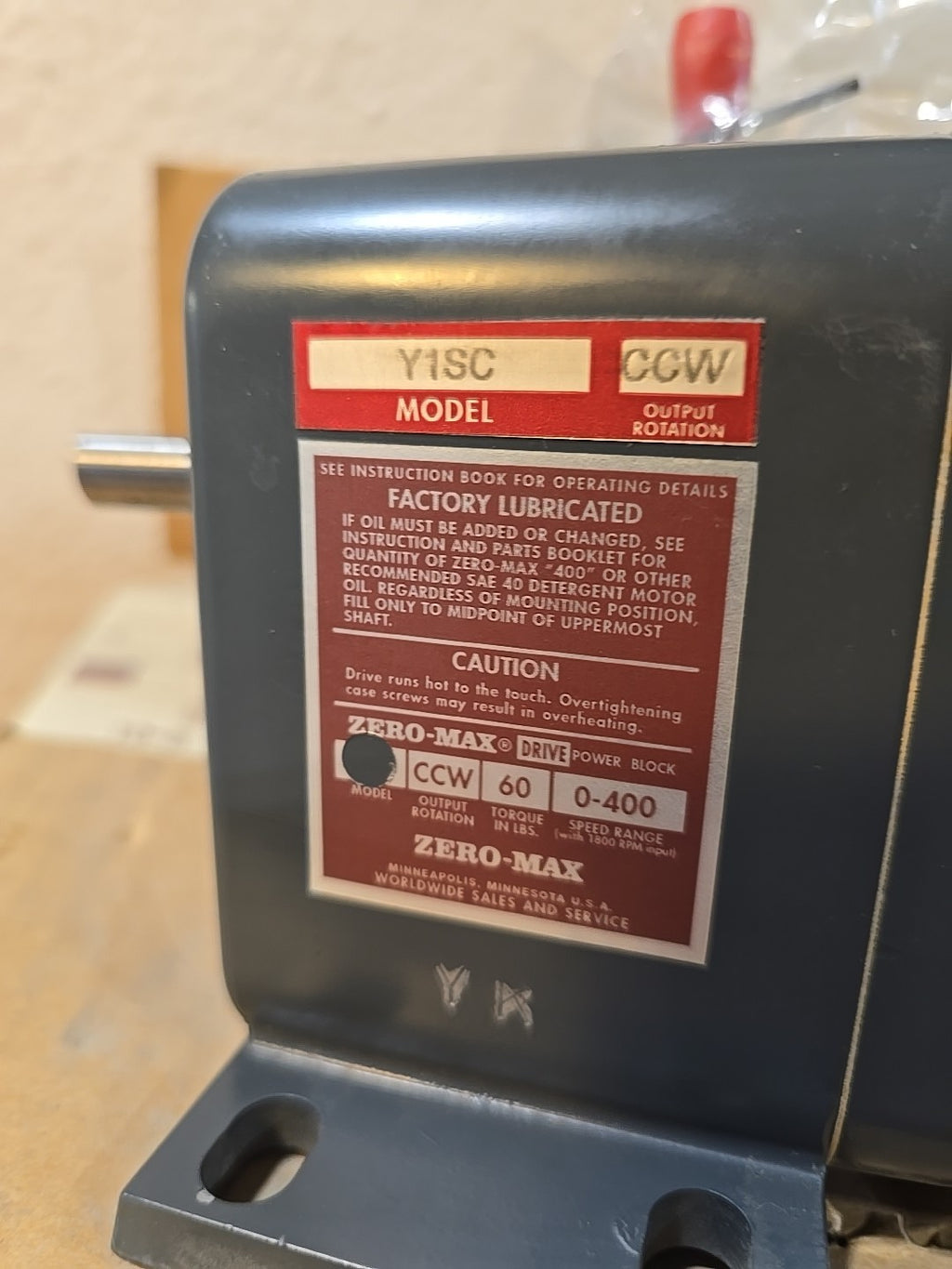 NEW Zero Max Y1SC ZERO-MAX DRIVE W/SCREW CONTROL