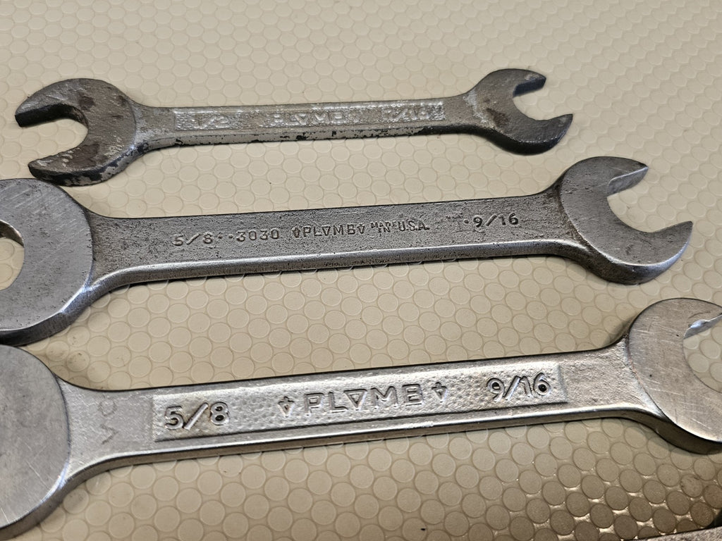 Vintage Plumb Plomb Plvmb Open End Wrench 8pc Set SAE Large 1-1/16" to 7/16