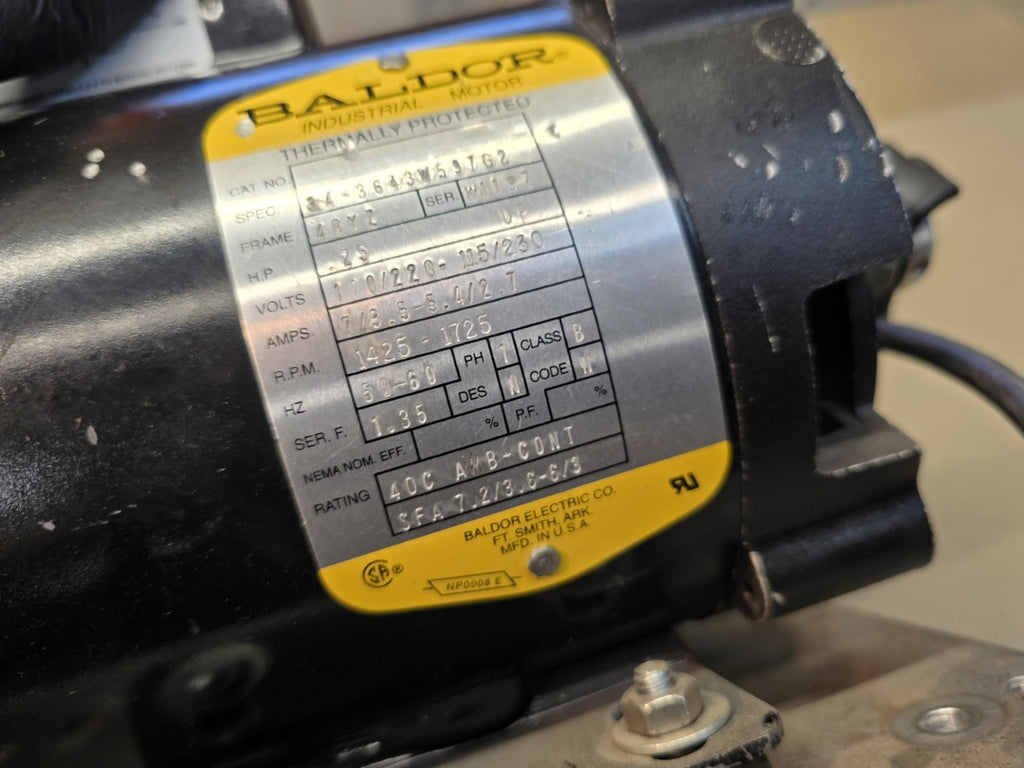 Baldor Industrial Motor 0.25 HP 1725 RPM 115/230V 1PH - Frame 48YZ - 34-3643W597