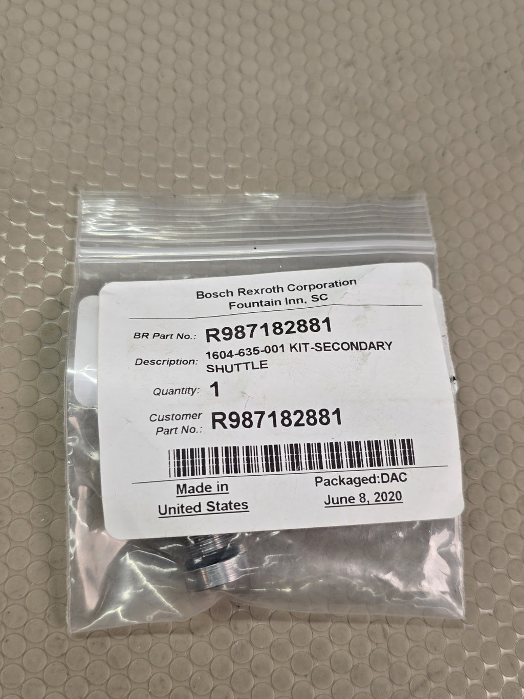 Bosch Rexroth R987182881 Secondary Shuttle Kit 1604-635-001 NEW