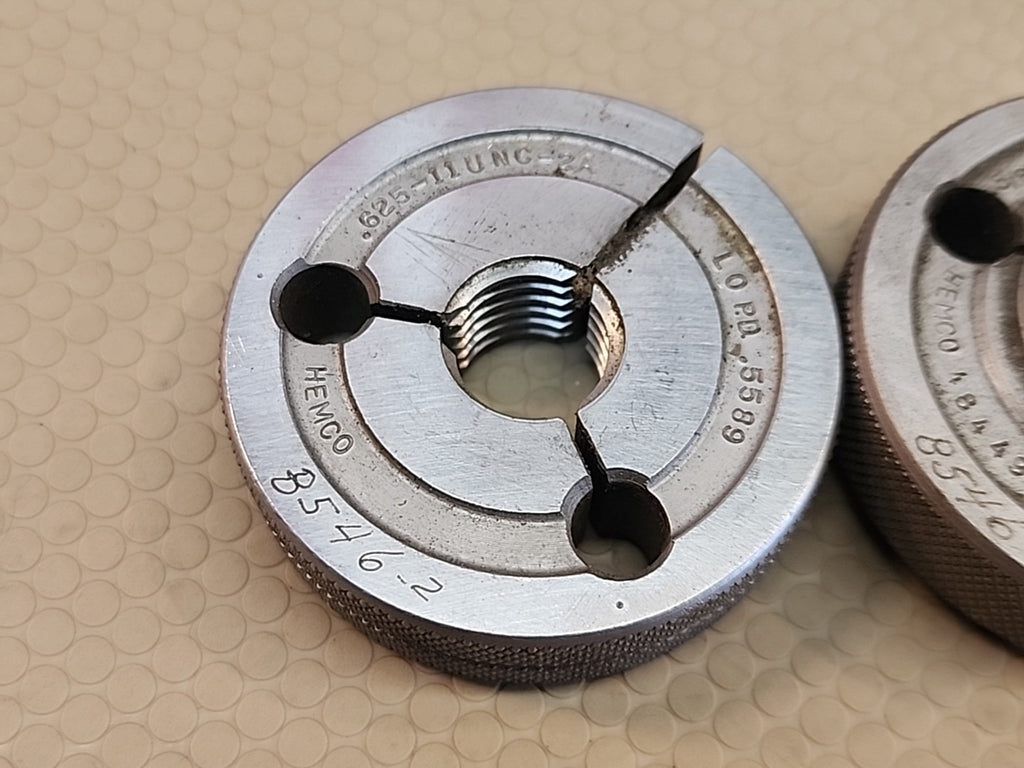 5/8 11 UNC 2A THREAD RING GAGES .625 .6250 GO NO GO P.D.'S = .5644 & .5589 USA
