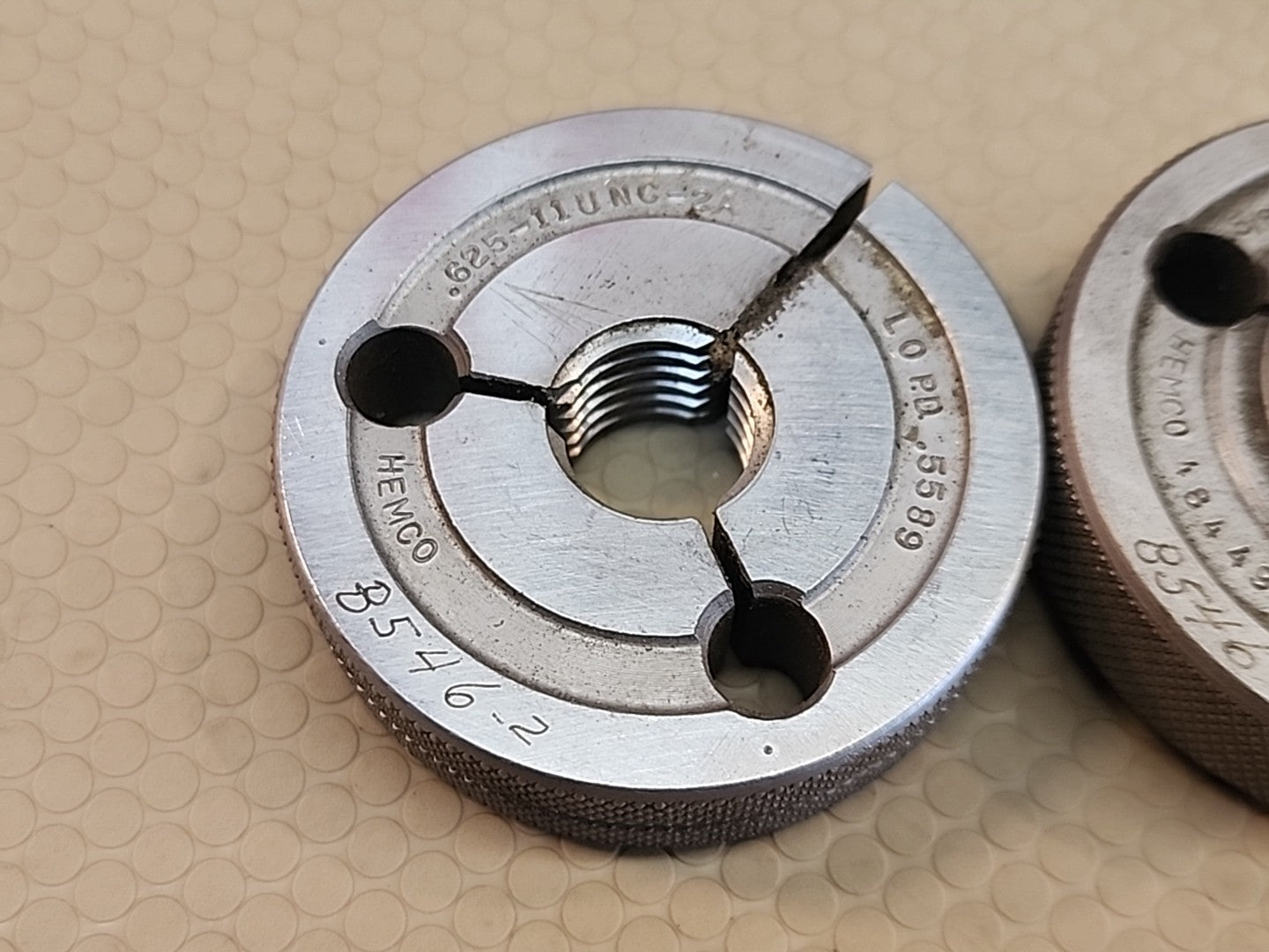 5/8 11 UNC 2A THREAD RING GAGES .625 .6250 GO NO GO P.D.'S = .5644 & .5589 USA