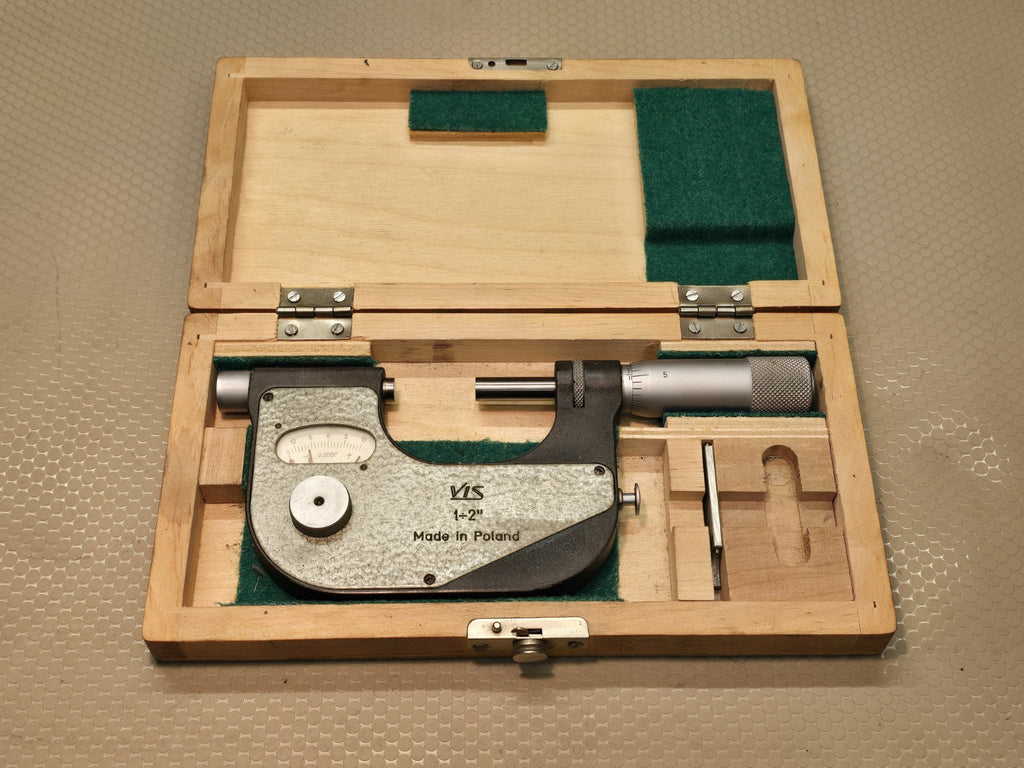 VIS Poland 1-2” Indicating Micrometer .0001” In Wood Box *EXCELLENT SHAPE*