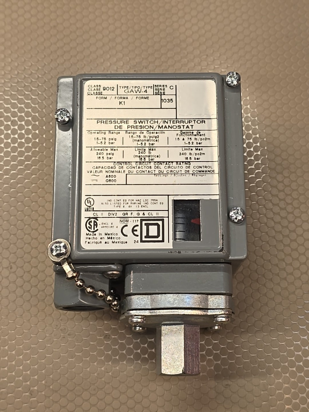 Square D 9012GAW-4 9012 GAW-4 Pressure Switch