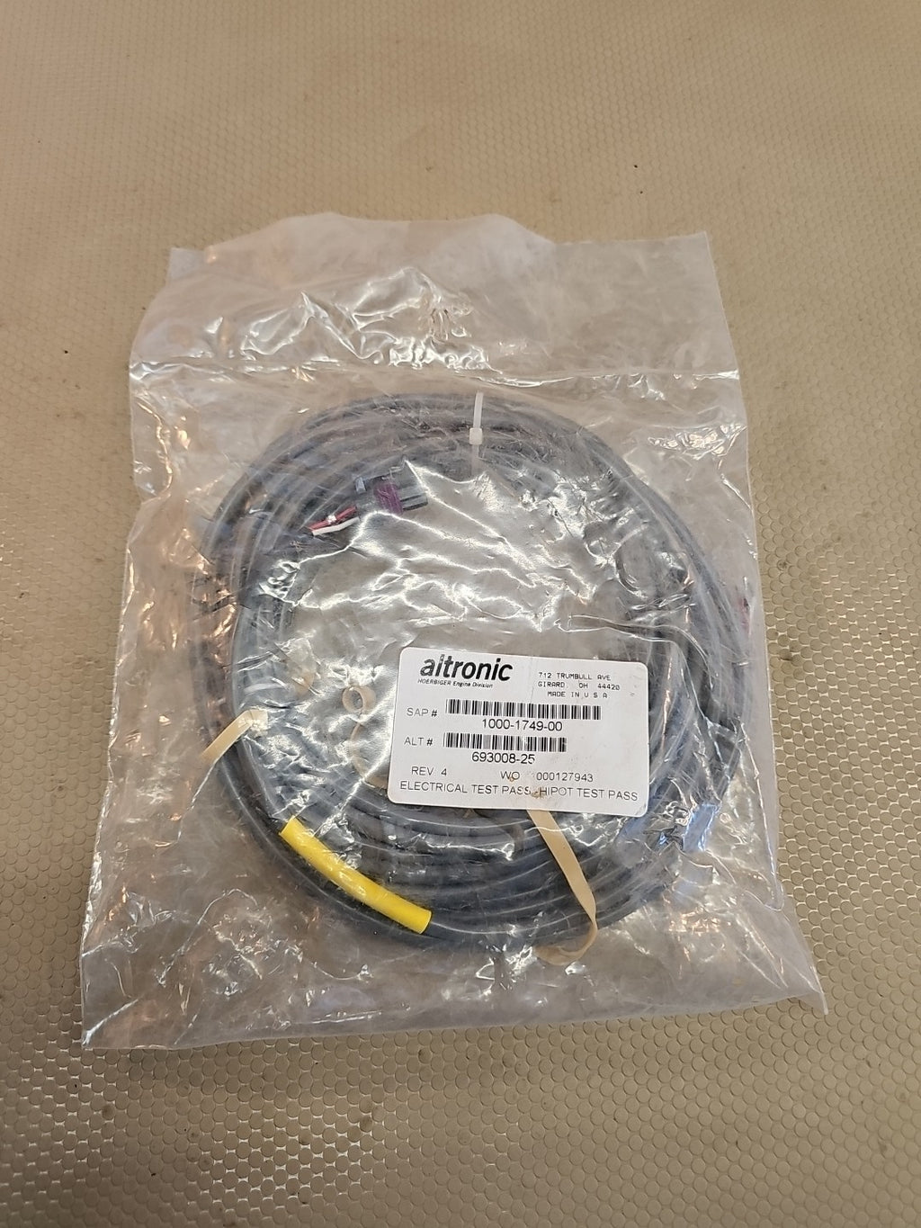 ALTRONIC Pressure Transducer Cable 693008-25 / 69300825 (NEW)