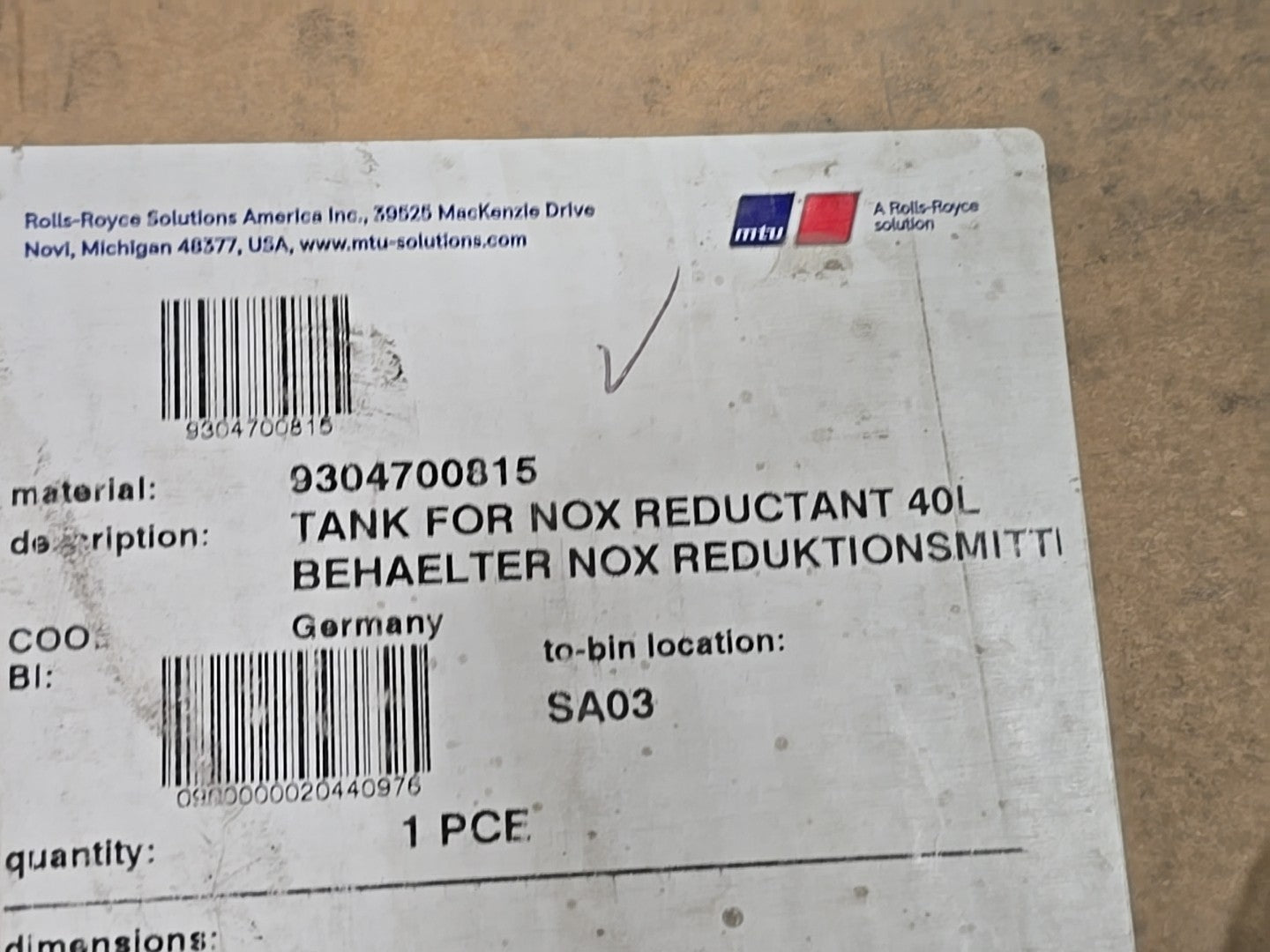 GENUINE MERCEDES-BENZ ATEGO AXOR ACTROS TRUCK LORRY AdBlue Tank A9304700815