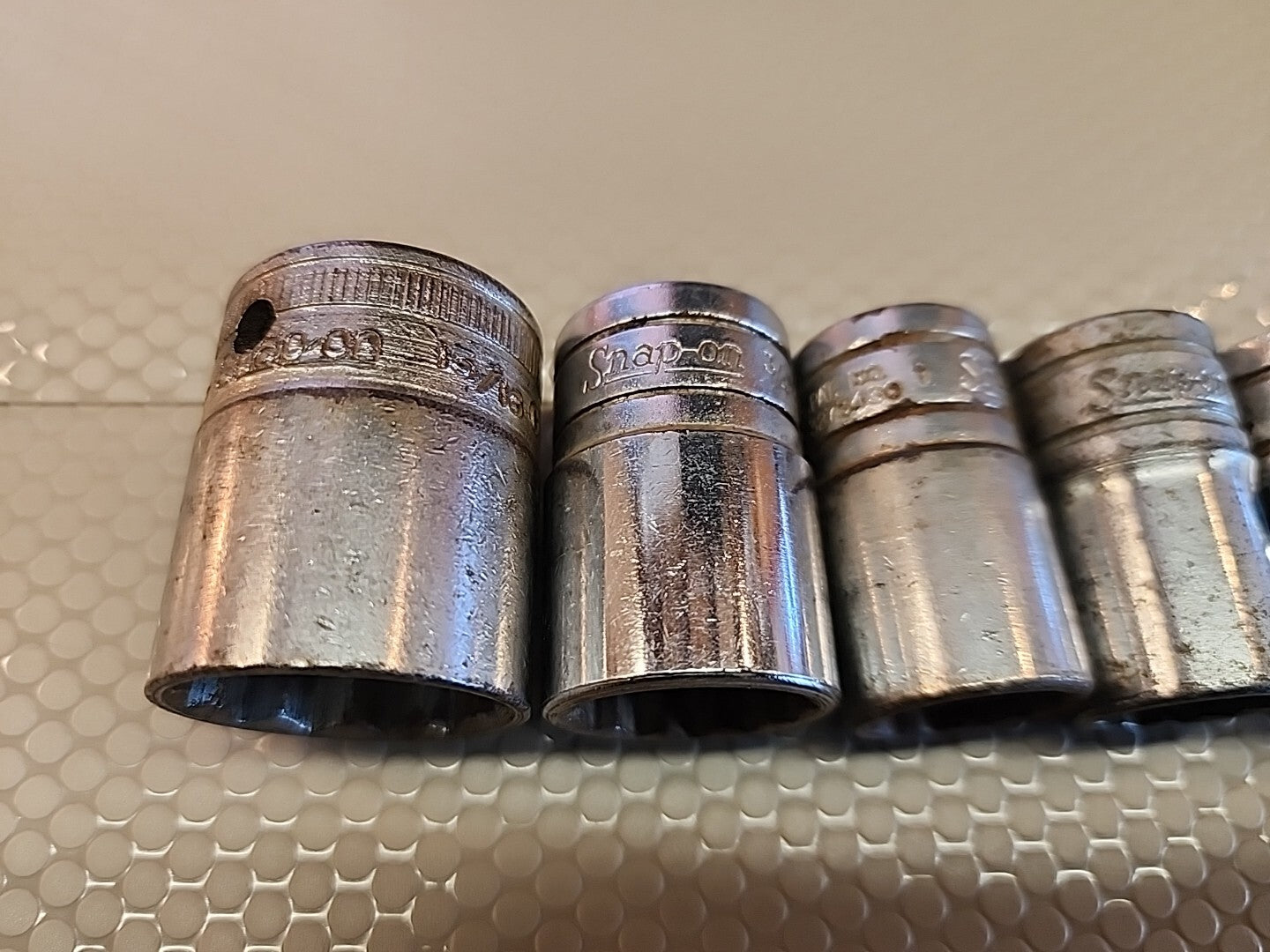 Vintage Snap On Socket Set 6pc 1/2" Dr 12Pt SAE Shallow 