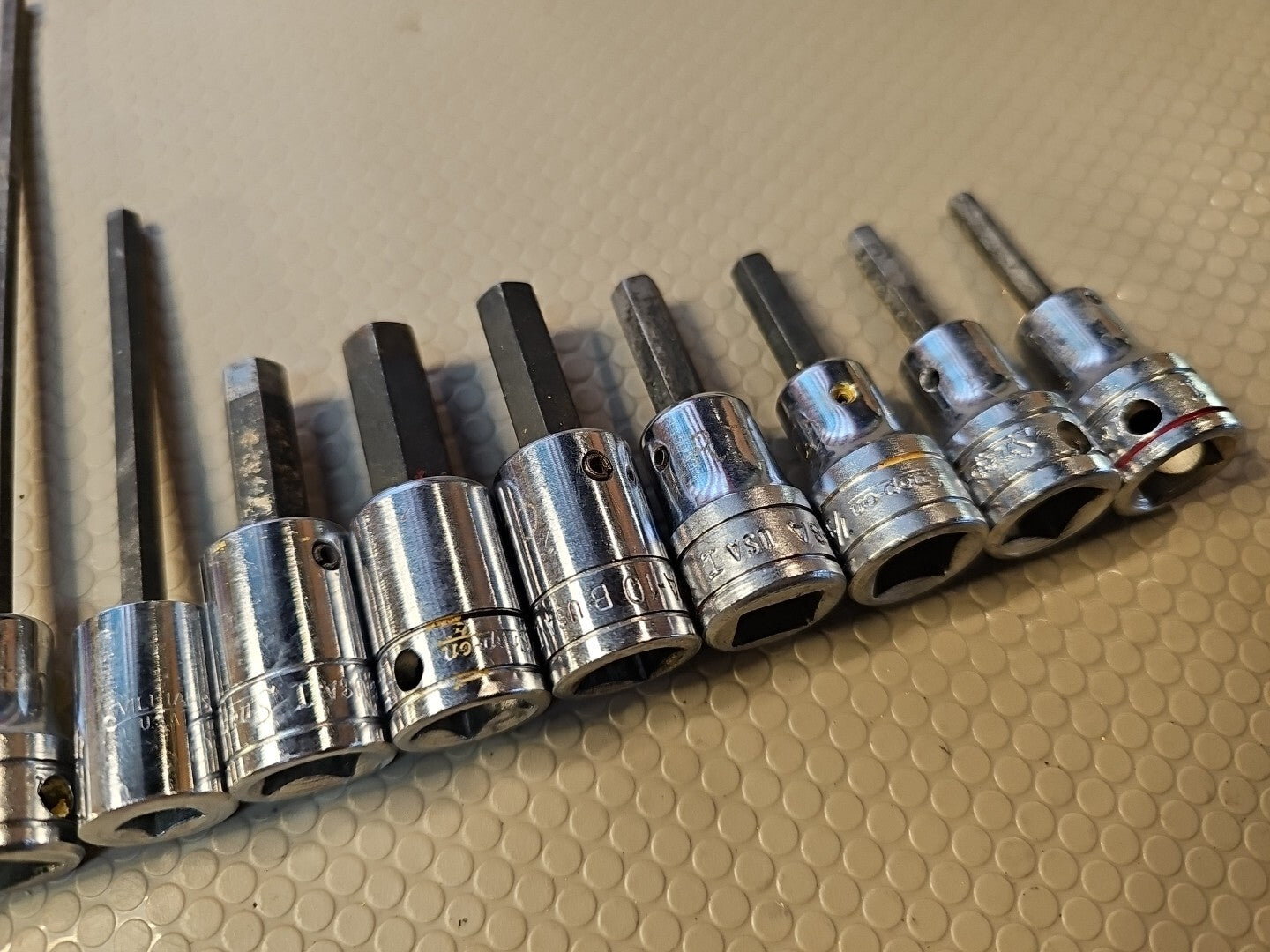 Snap-On 10 pc 3/8 drive SAE Hex Driver Bit Socket Set Some long 5/16 to 5/32