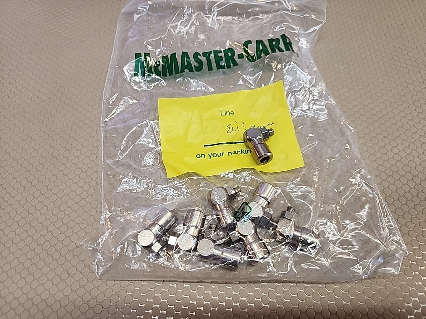 Lot of 8 Eisele Angled Screw-In Connectors, 1/4"