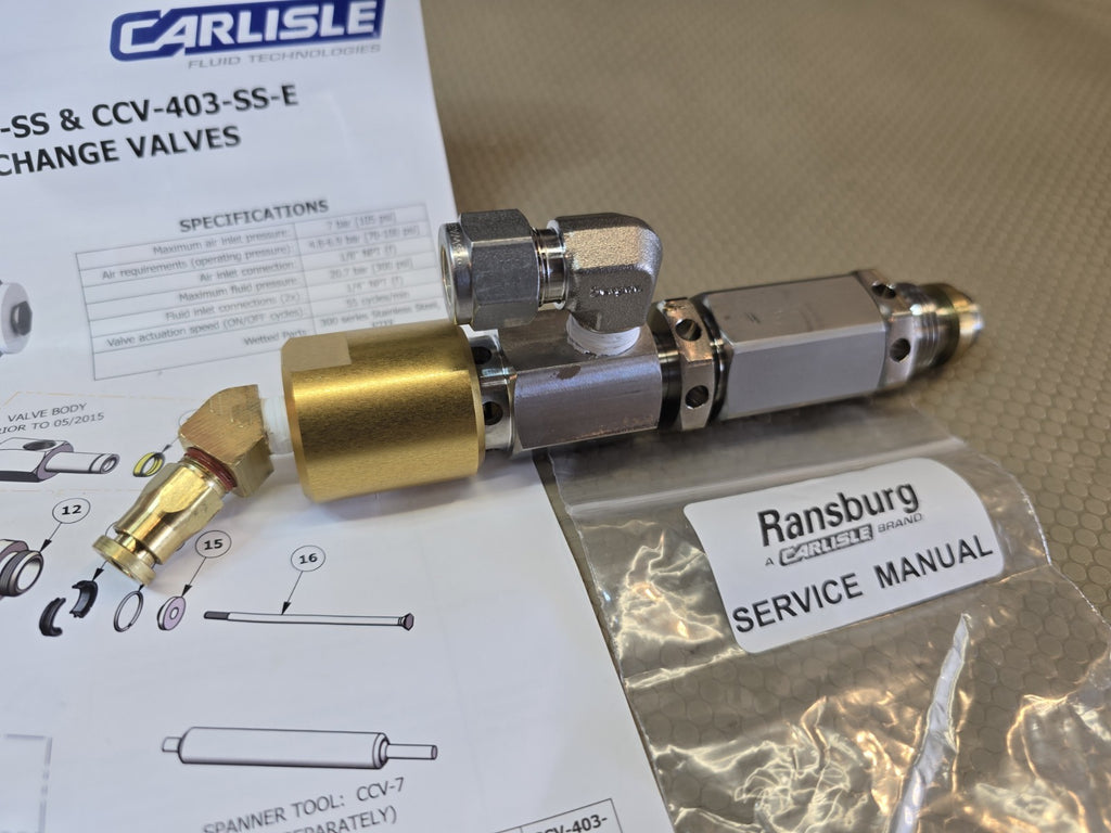NEW RANSBURG CARLISLE Color Changing Valve CCV-403-SS / 403-SS-E