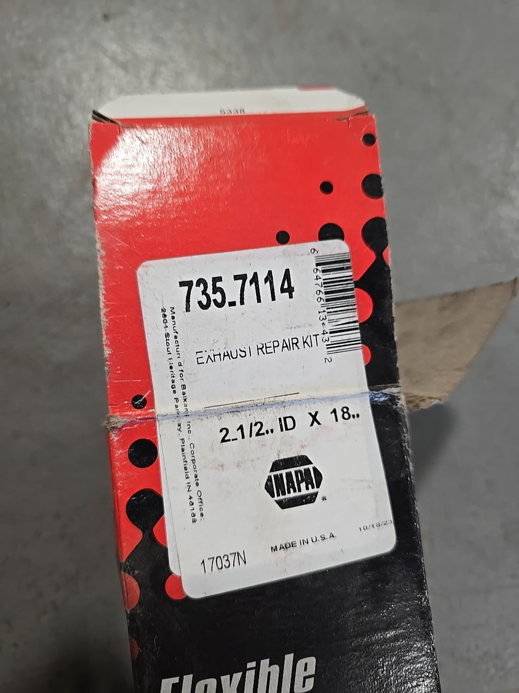 NAPA 735-7114 NSFB Exhaust Repair Kit 2-1/2 X 18