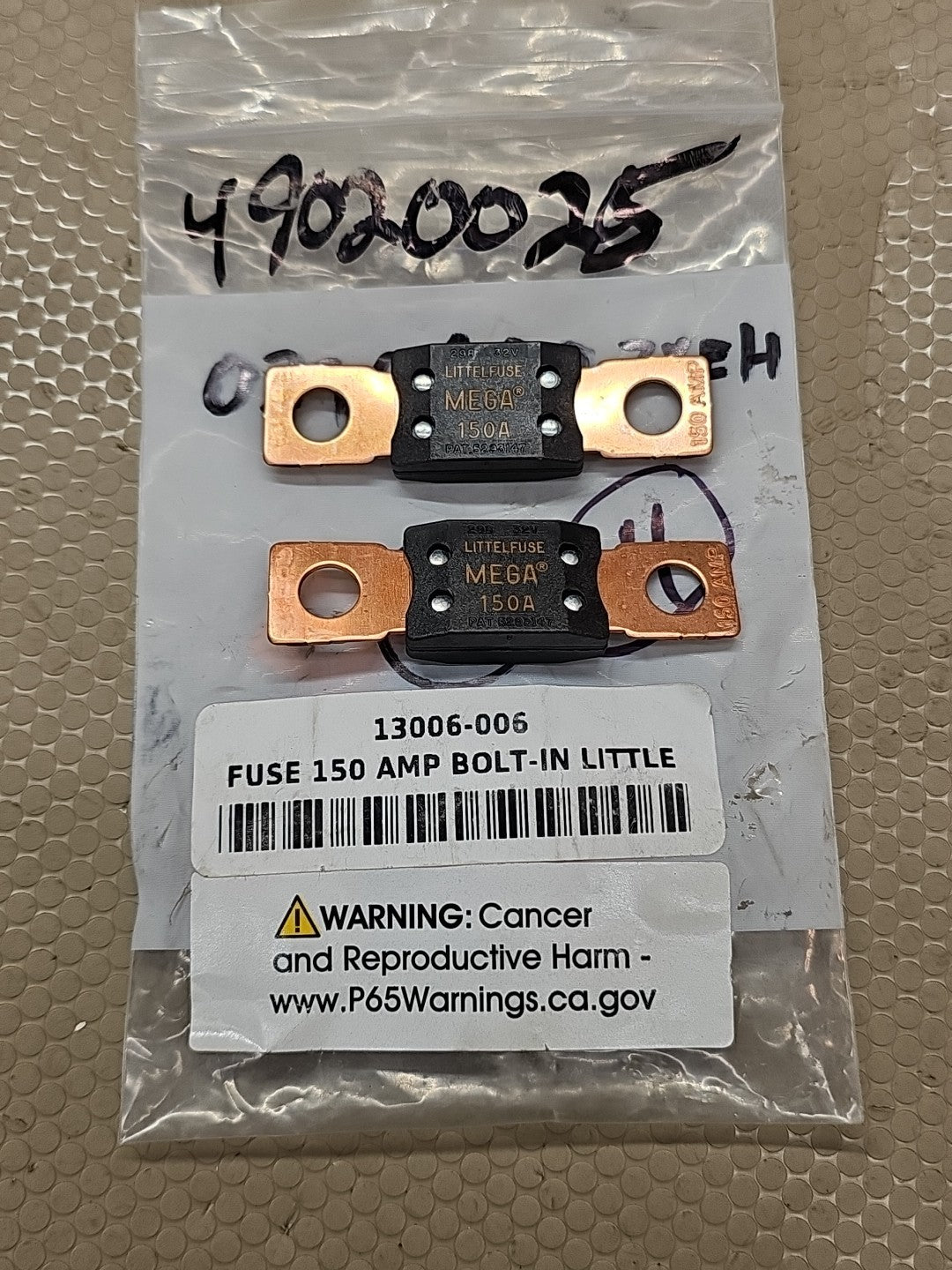 (LOT OF 2) LITTELFUSE MEGA 150A BOLT-DOWN FUSE  TIME DELAY 