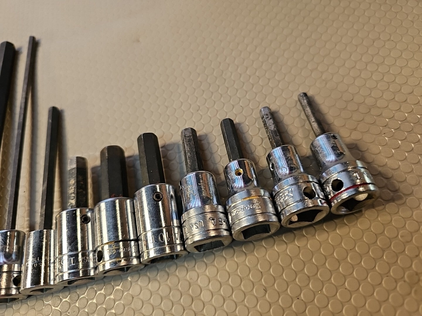 Snap-On 10 pc 3/8 drive SAE Hex Driver Bit Socket Set Some long 5/16 to 5/32