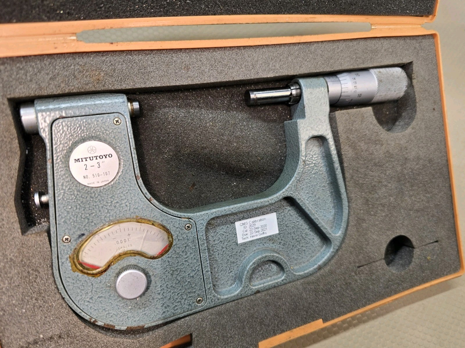 Mitutoyo 510-107 2"-3" Indicating Micrometer Jeweled .0001 w/o Case- Japan