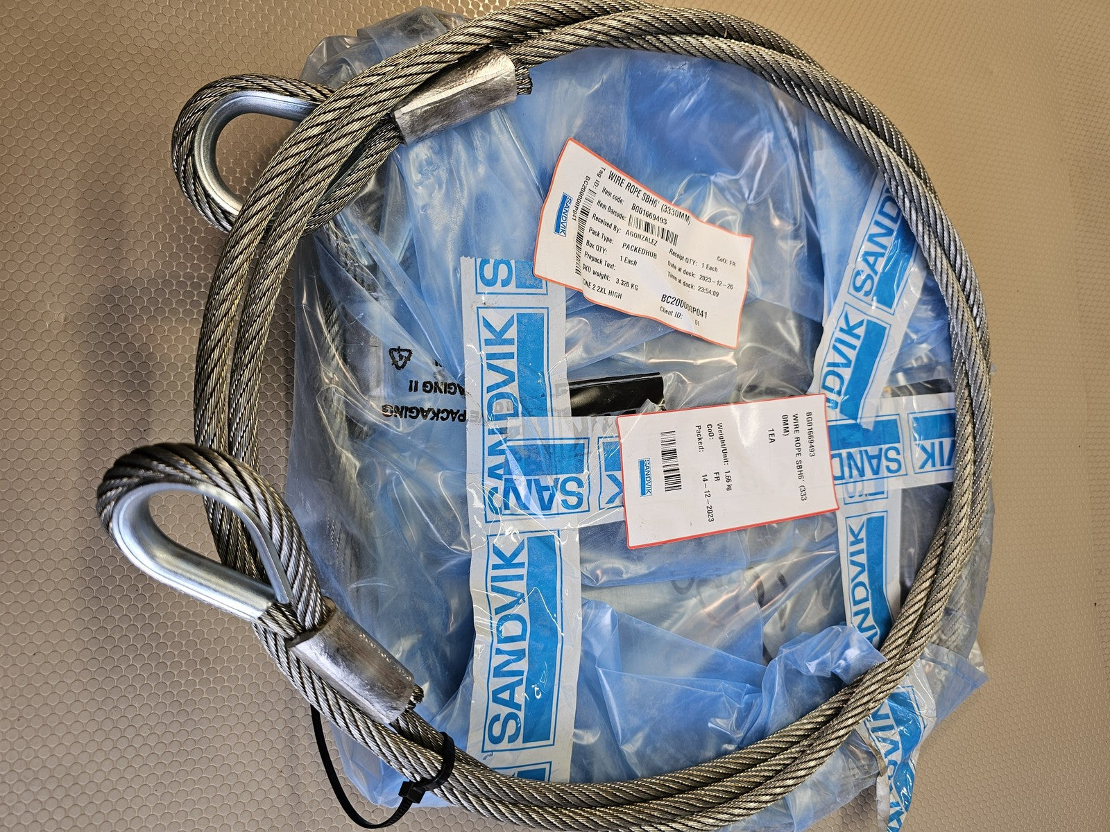 SANDVIK Mining Cable BG01669493 Wire Rope S8H6' (333 UMM) New Heavy Equipment Pa