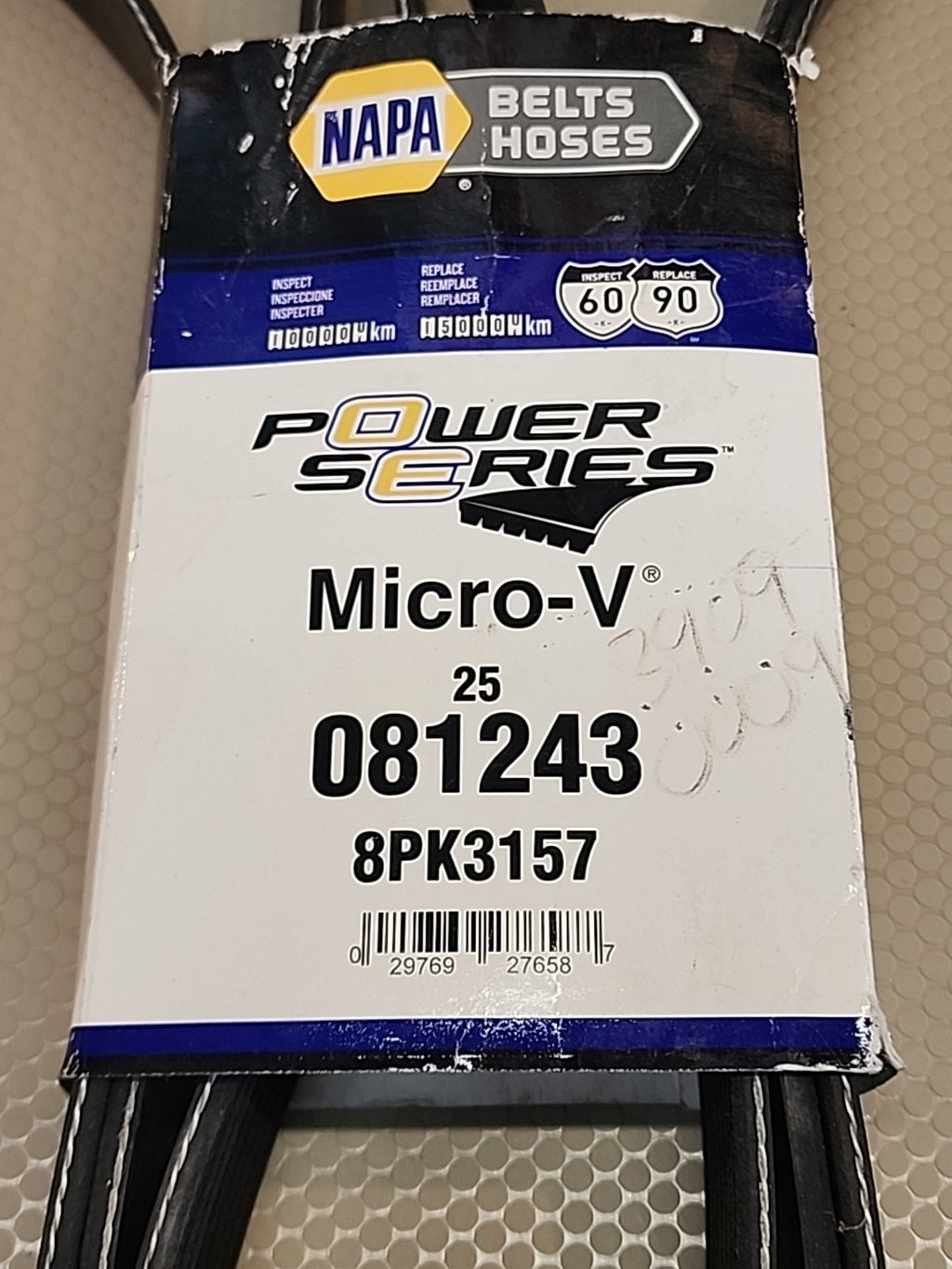 NAPA Auto Parts 25 081243 V-Ribbed Belt (Standard) K08 1-3/32" X 124-7/8" NEW