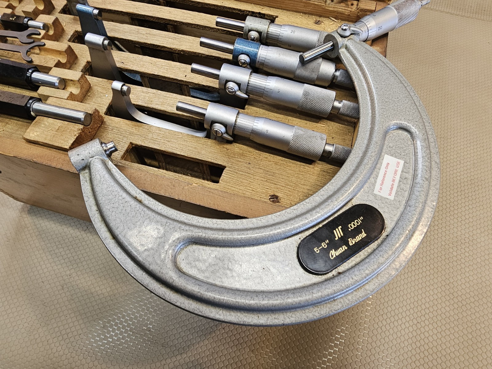 Vintage Chuan Brand Micrometer set 0-1” through 5-6” Missing 1