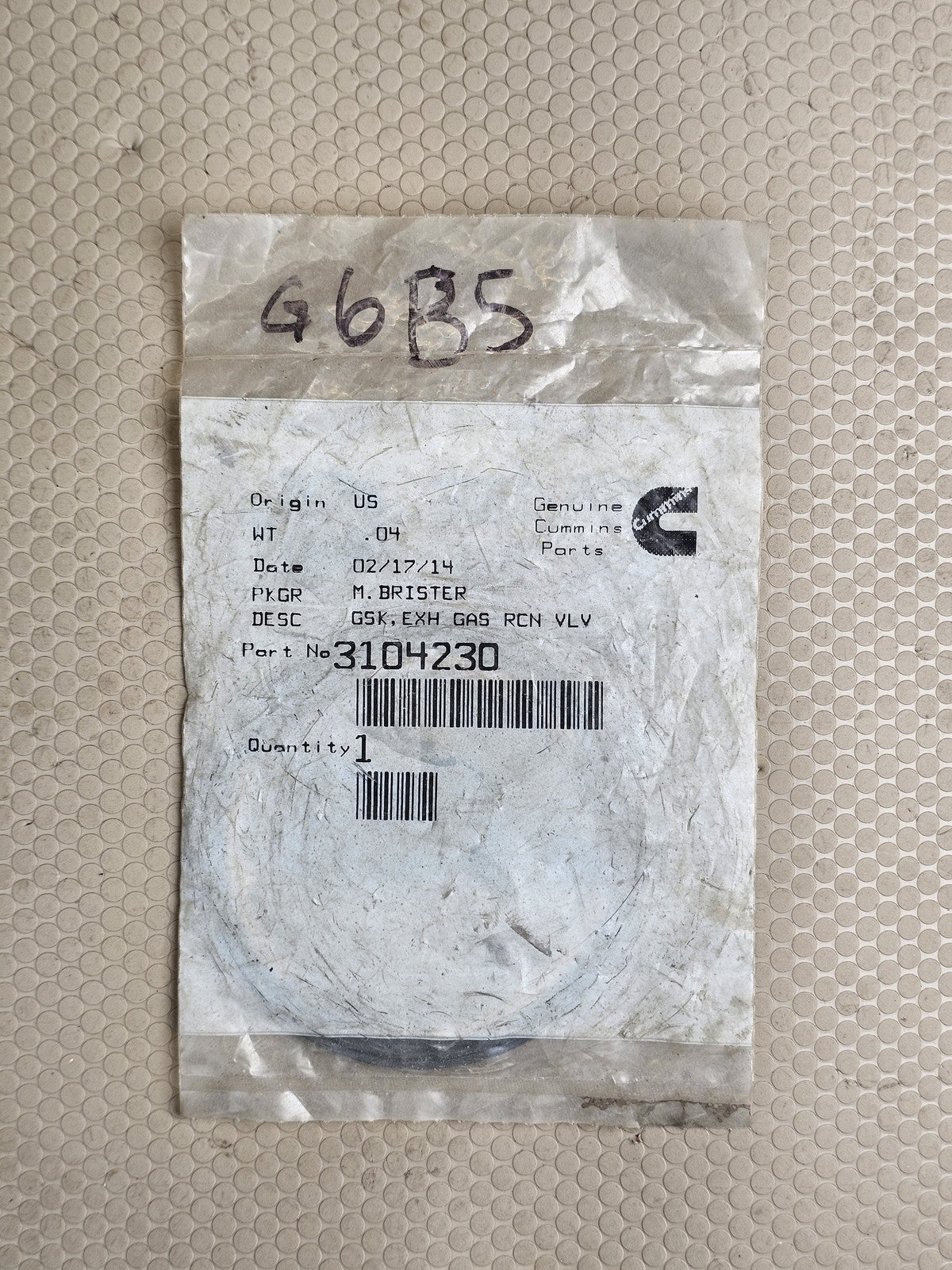 OEM Genuine Cummins 3104230 EGR Valve Gasket for ISX, ISC, ISL, ISM Engines NOS