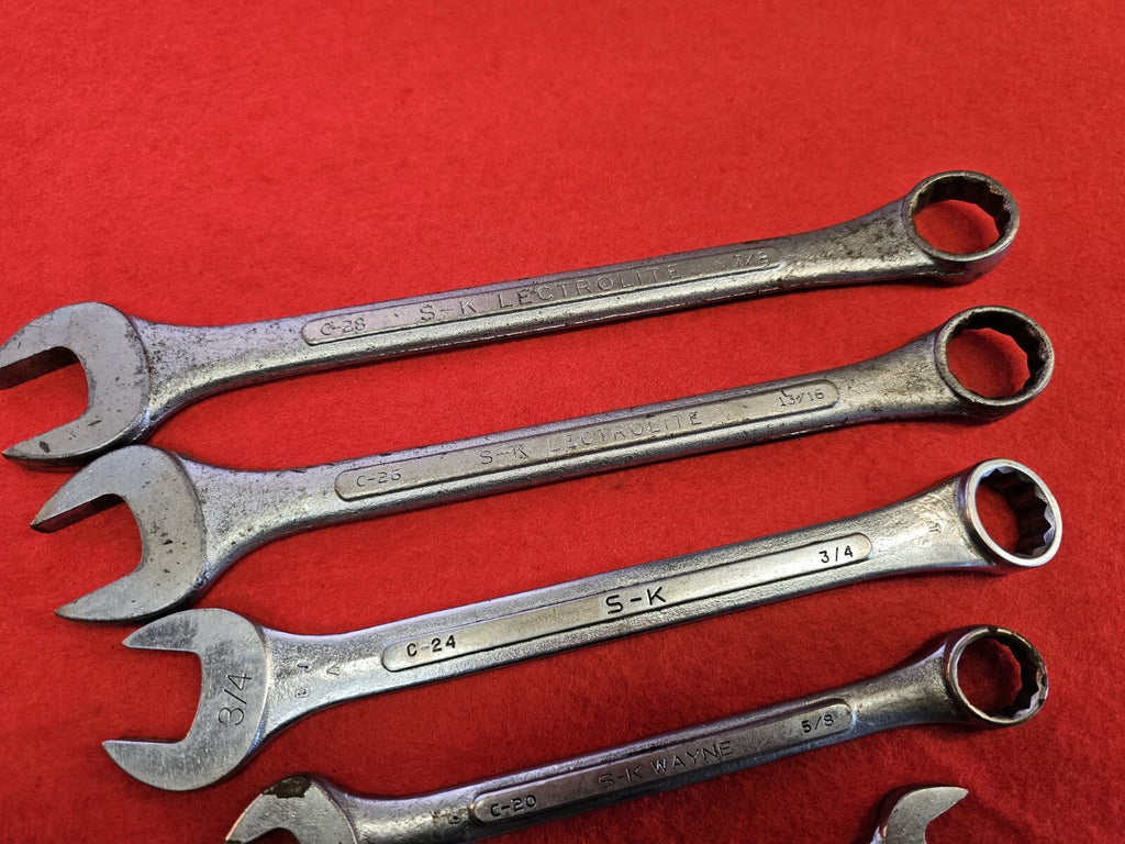 SK Wayne Tools Wrench Set Forged in USA Open End SAE Large Sizes 7/8 13/16 3/4 7