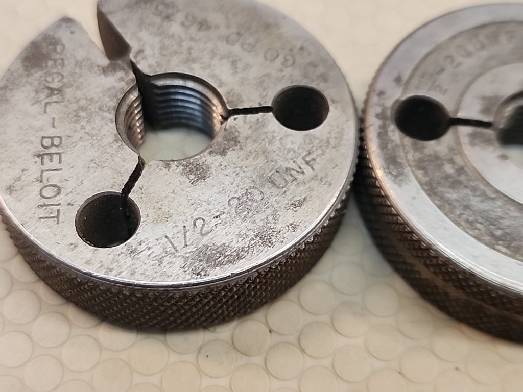 1/2 20 UNF 3A THREAD RING GAGES .5 .50 .500 GO NO GO P.D.'S = .4675 & .4643 USA