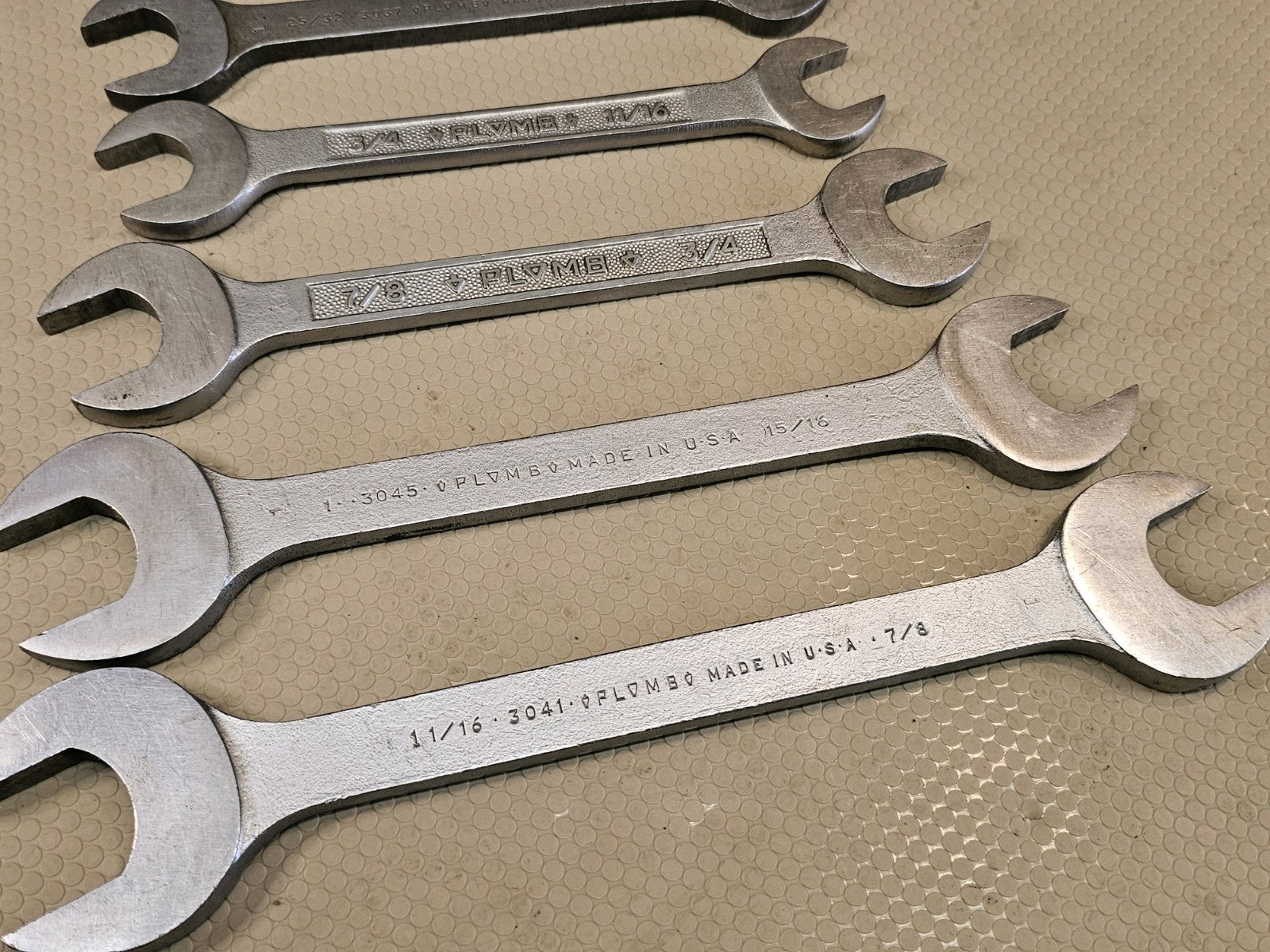 Vintage Plumb Plomb Plvmb Open End Wrench 8pc Set SAE Large 1-1/16" to 7/16
