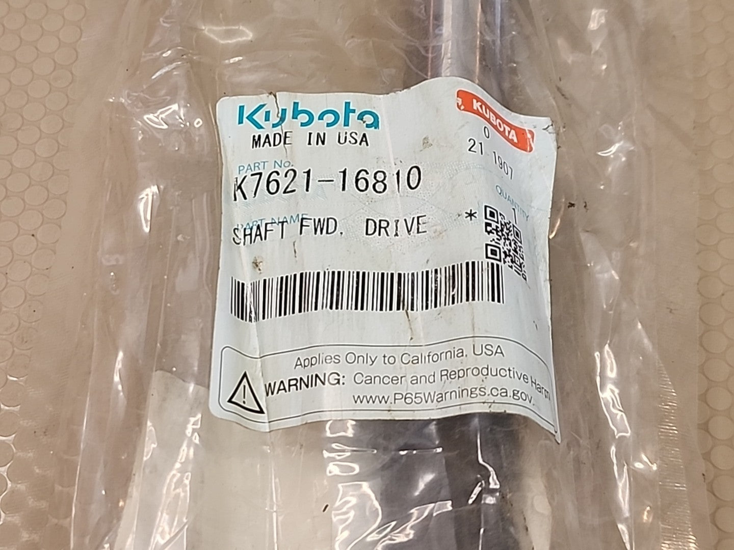 Kubota OEM K7621-16810 RTV-X1140W Middle Drive Shaft &