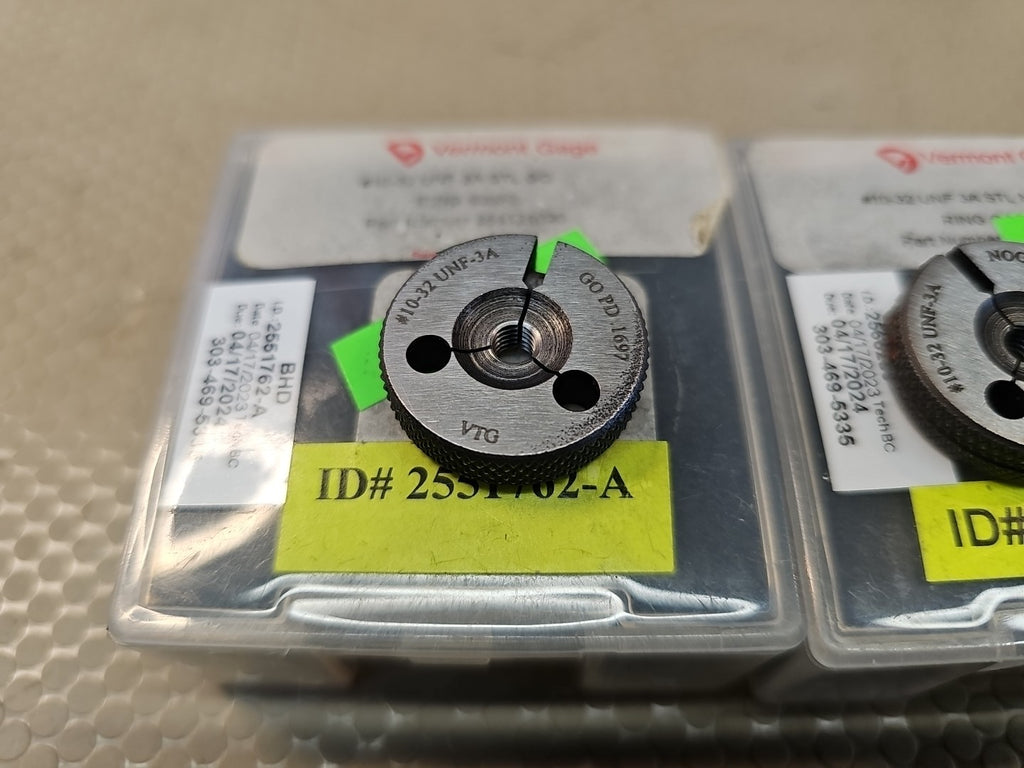GF Gage Threaded Inspection Ring Gage 10-32 Thread, UNF-3A GO & NO GO
