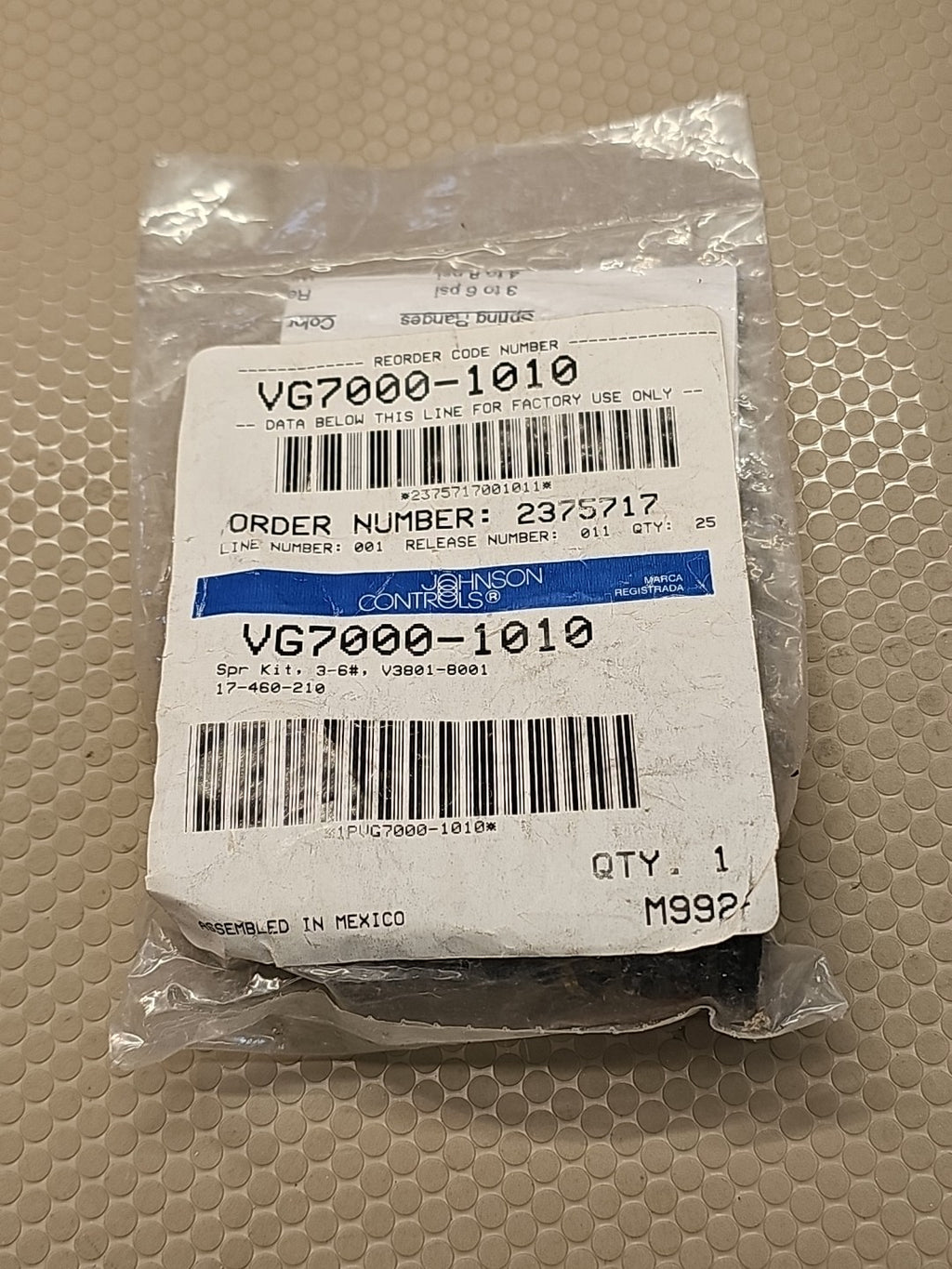 Johnson Controls Vg7000-1010 Actuator Mounting Kit